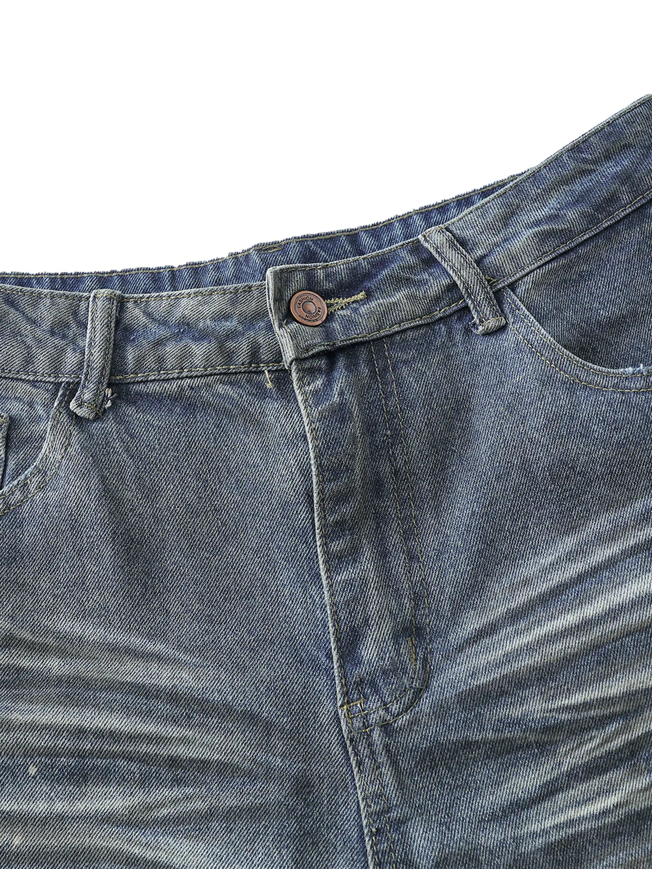 Distressed Ripped Denim Trousers-S1147