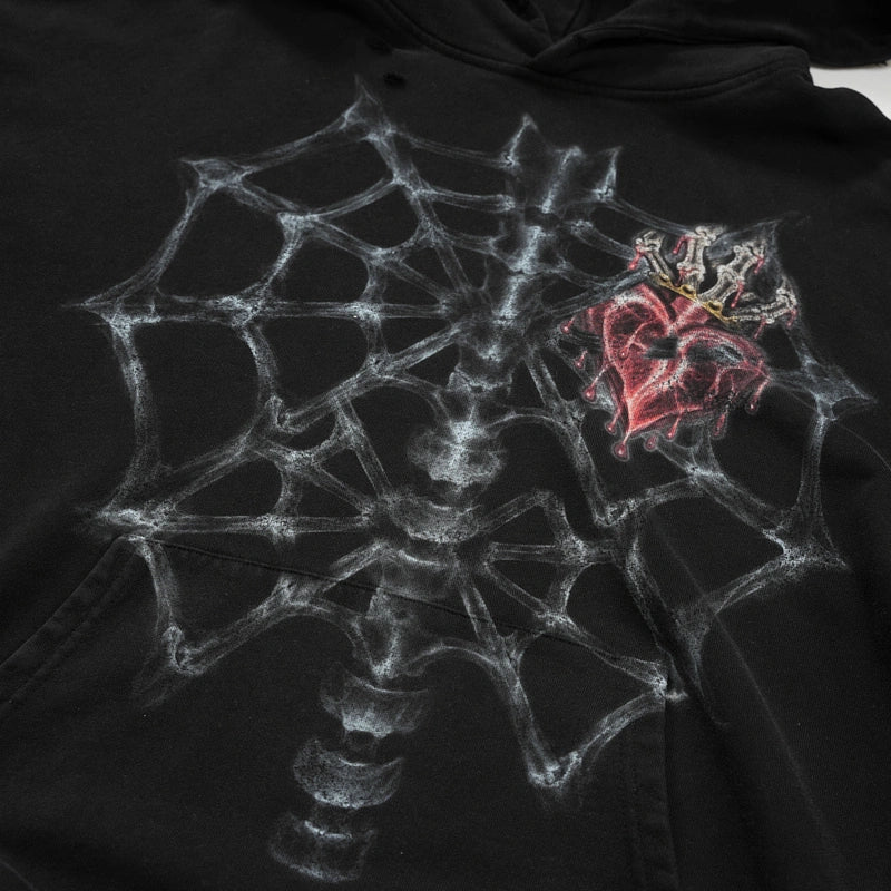 Distressed X-Ray Bone Hoodie-780