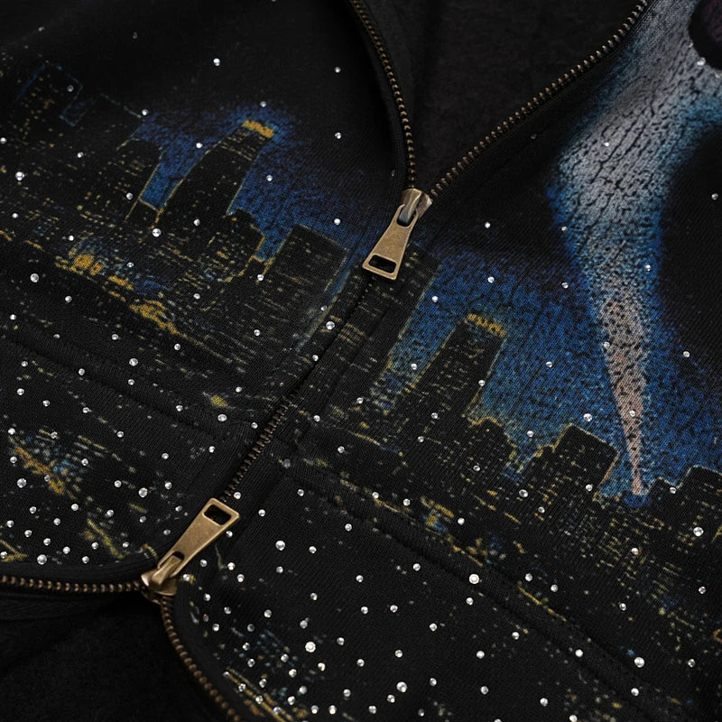 L.A. Skyline Iced Out Zip Hoodie-759