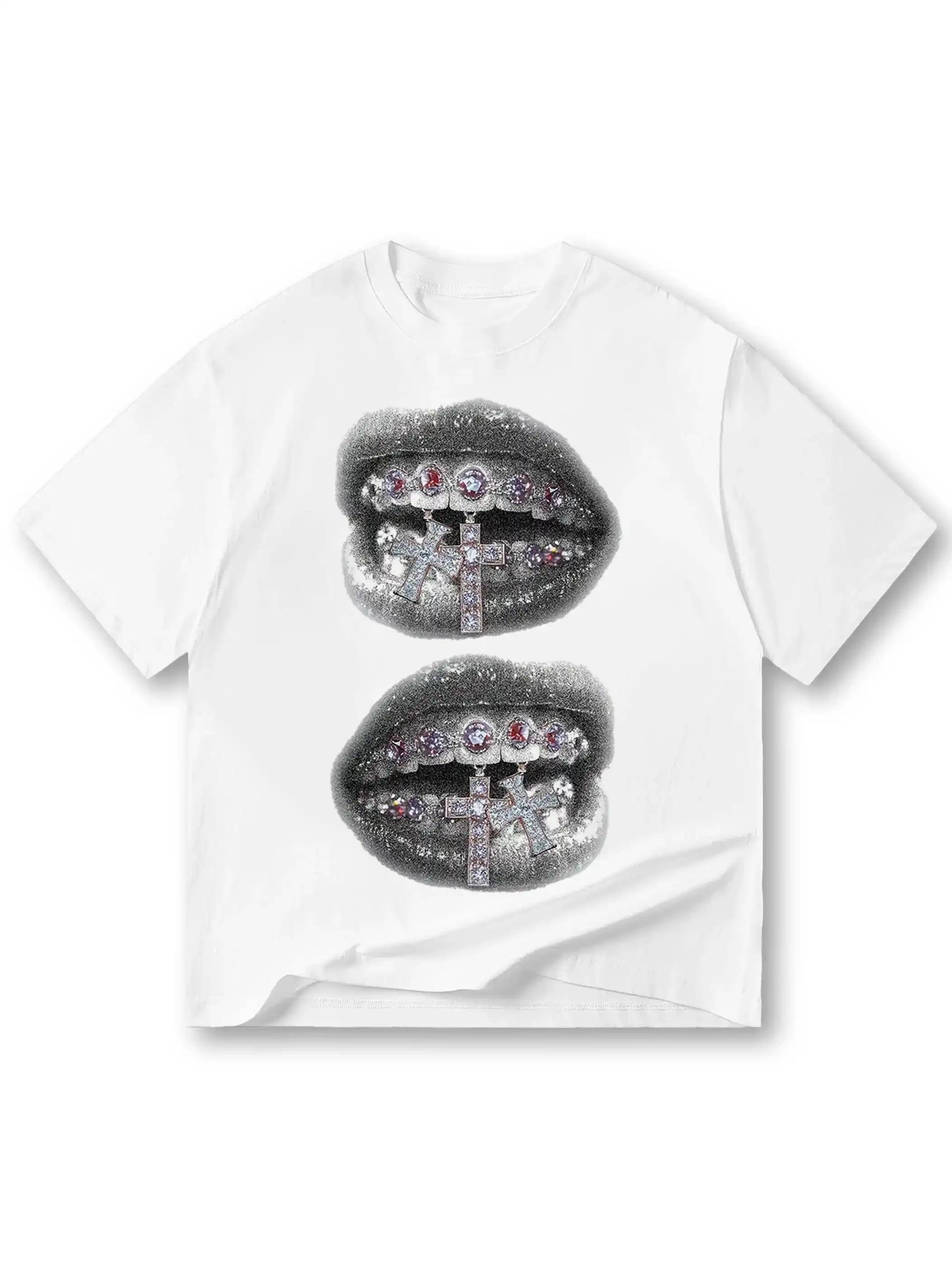 Blinged Cross Grill T-shirt -057