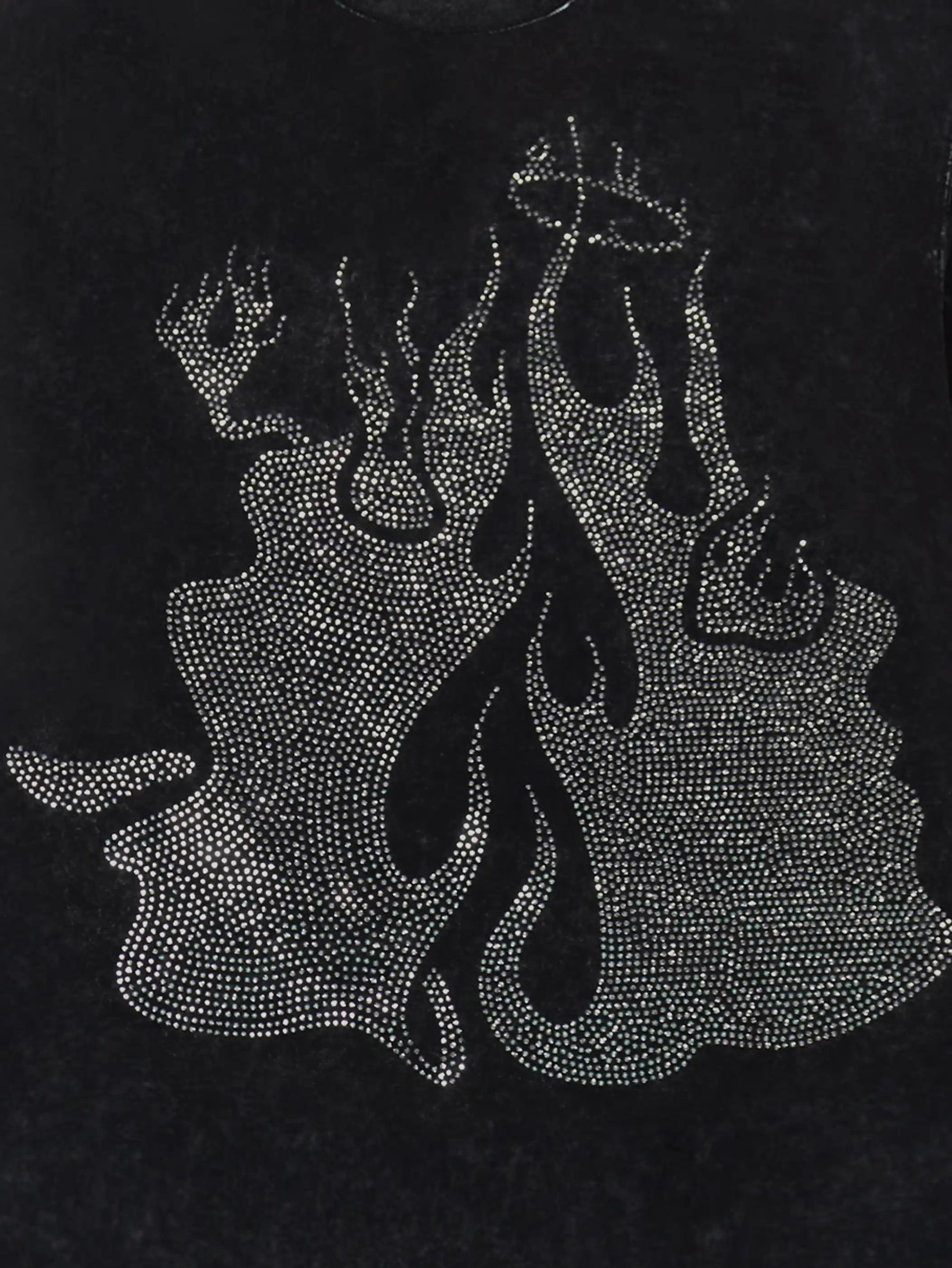 DOUBLECRAZY Flame Two-Faced Man Diamond Distressed Vintage T-shirt