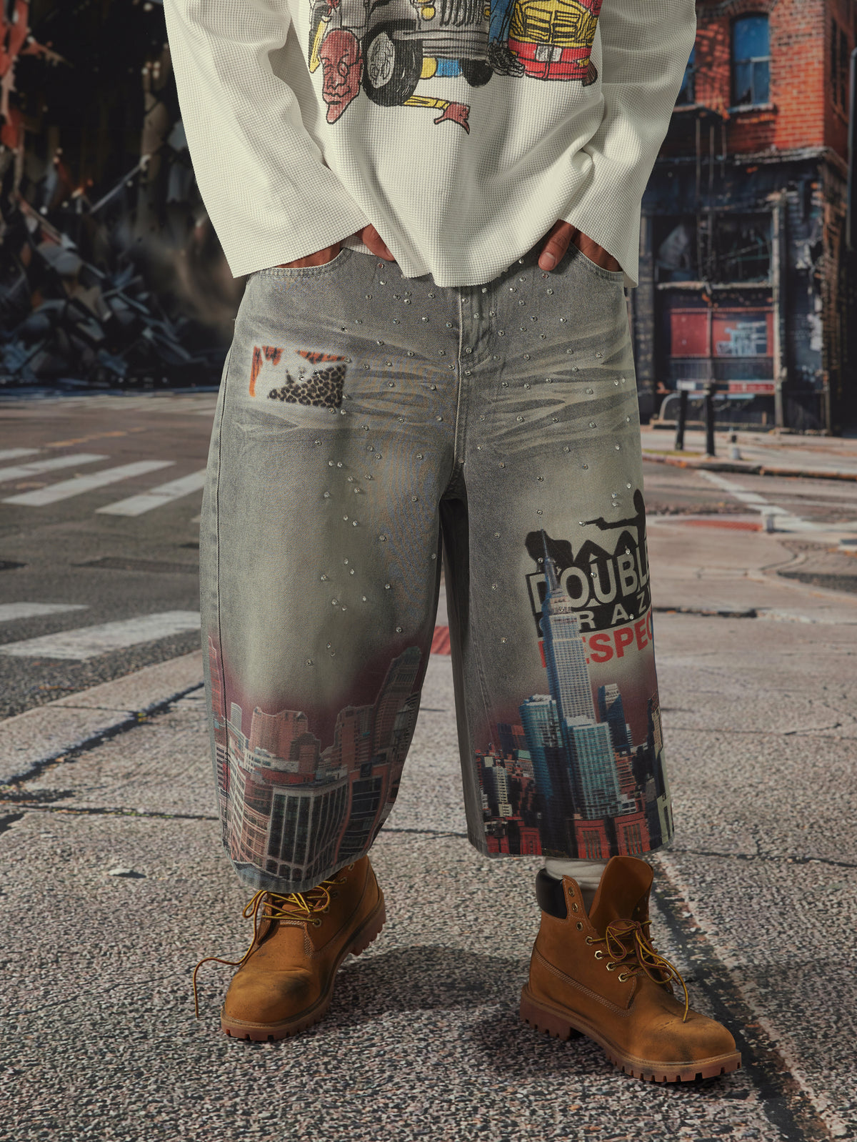 Bling NYC Graphic Denim Jorts-577