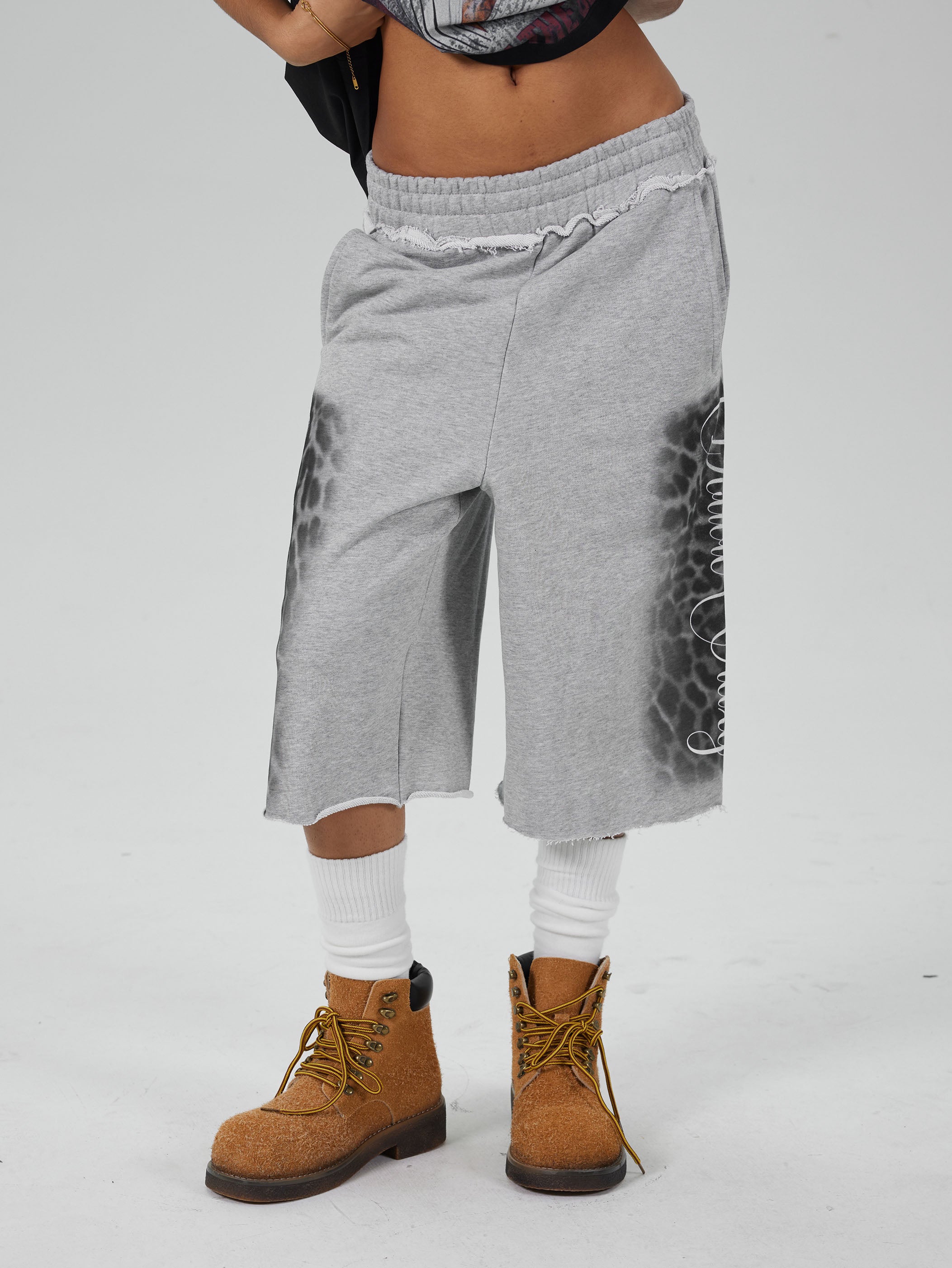 Distressed Leopard Baggy Shorts-623