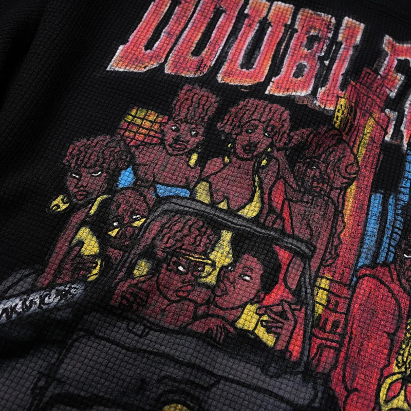 Camiseta de manga larga tachonada de grupo de rap clásico -697