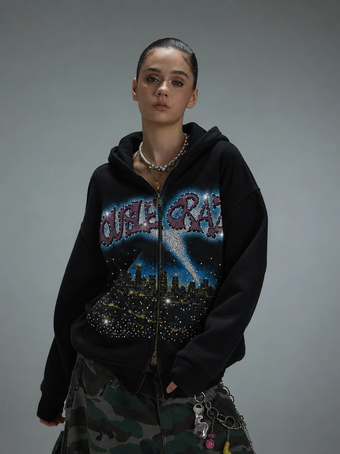 L.A. Skyline Iced Out Zip Hoodie-759