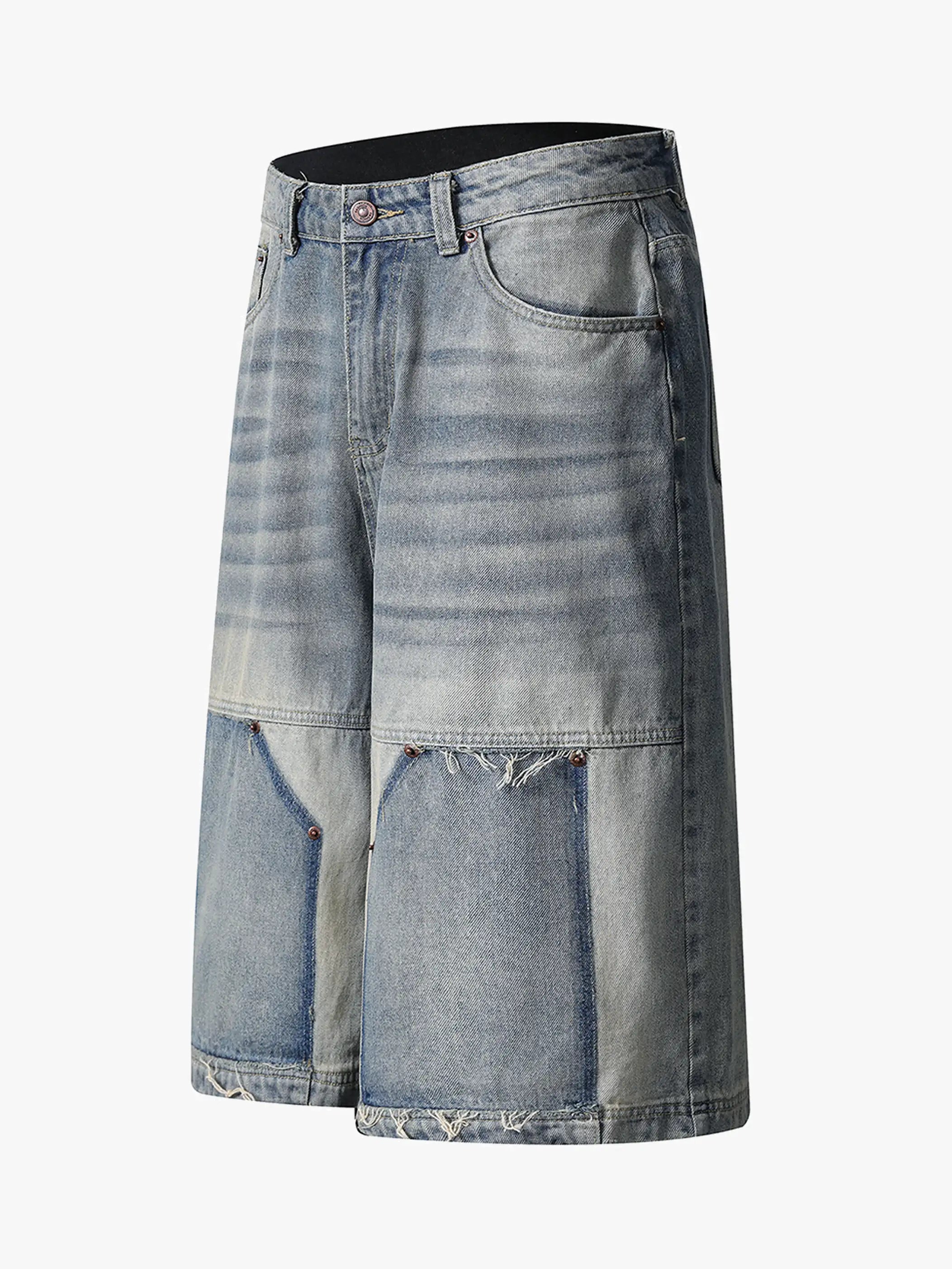 Worn-Out Vintage Denim Capri Pants-S1114