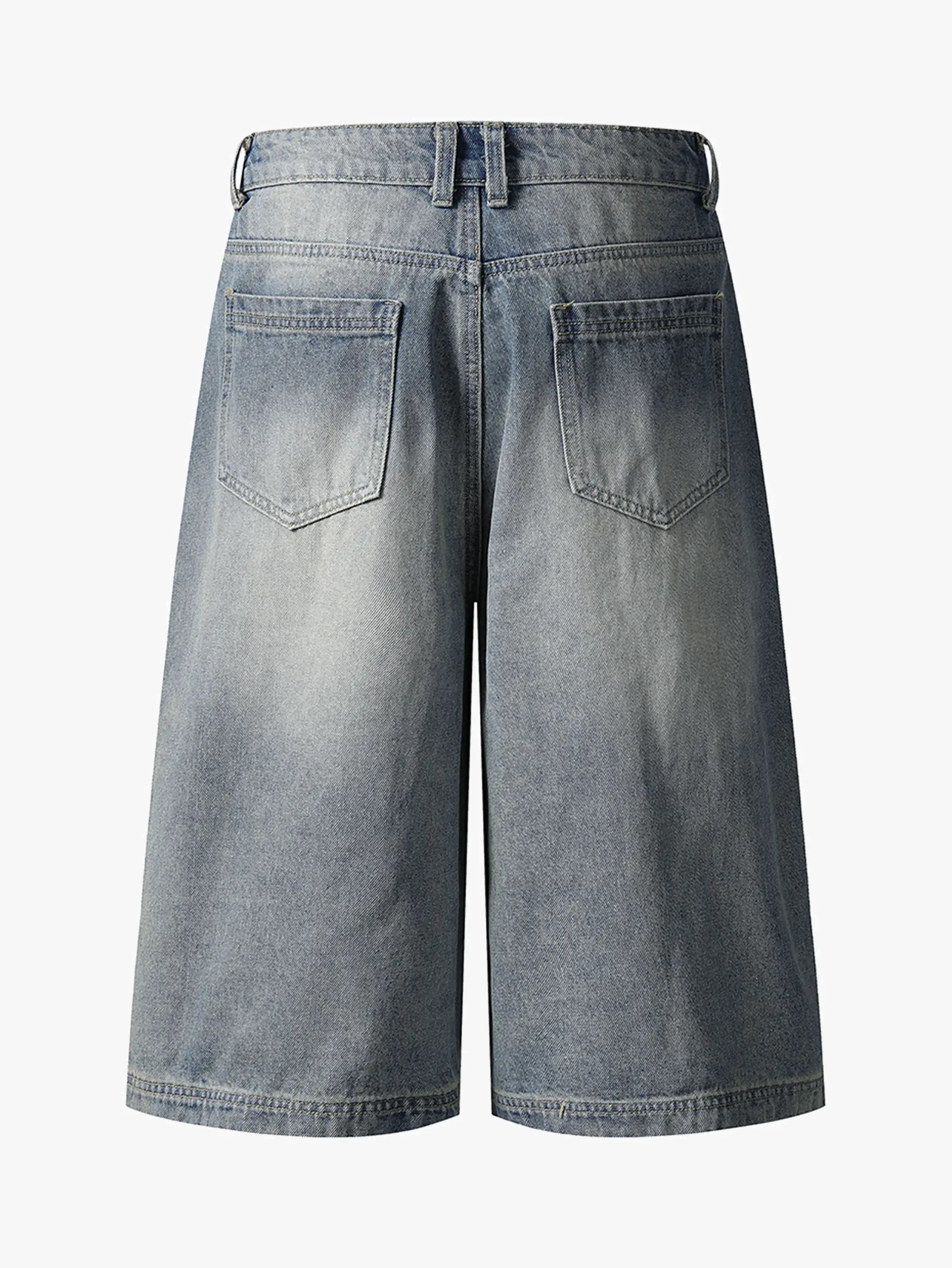 Worn-Out Vintage Denim Capri Pants-S1114