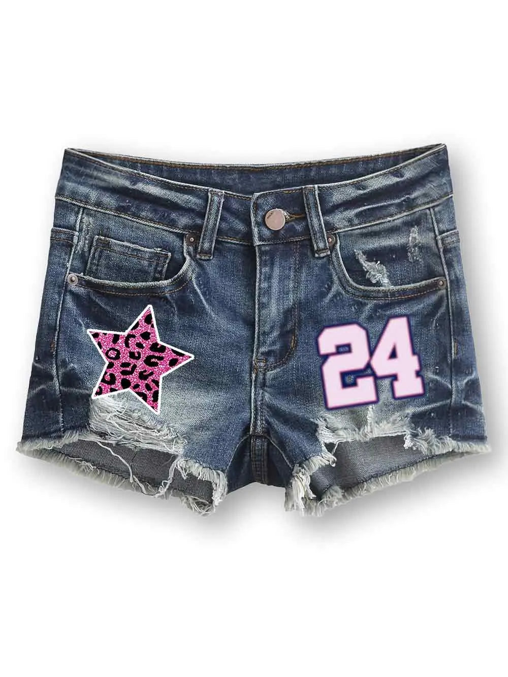 Vintage Pink Lips Denim Shorts-634