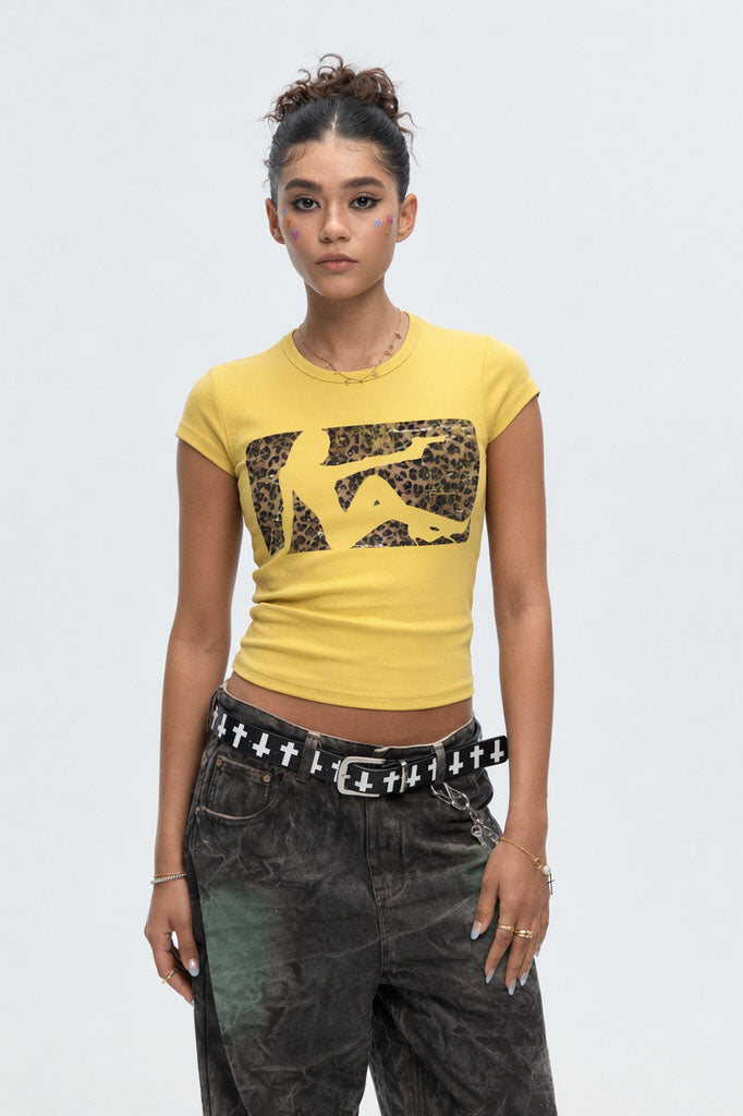 Leopard Silhouette Baby Tee-568