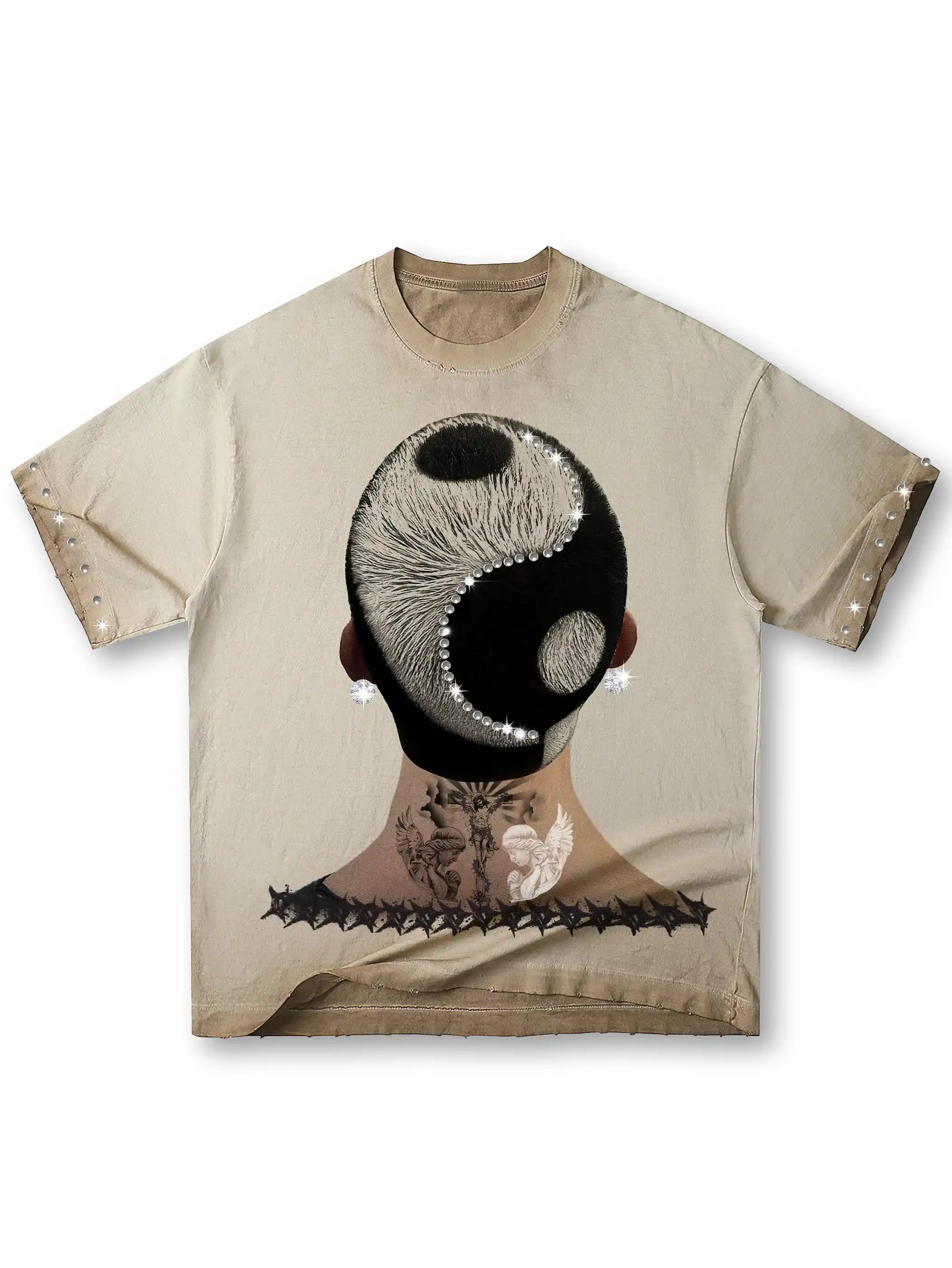 Print T Shirt Oversized Tattoo Graphic Punk Streetwear-210