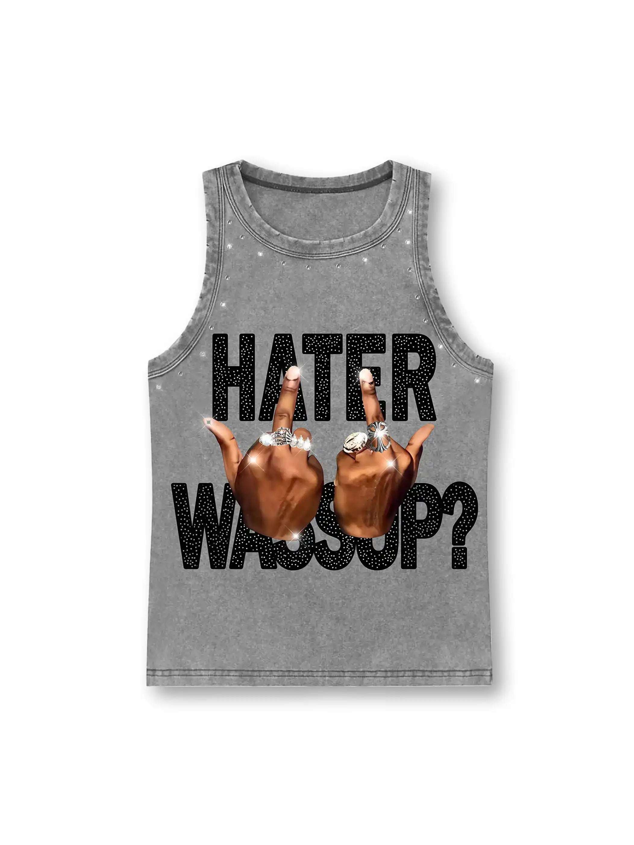 Pink Bling Middle Finger Women Vest-249