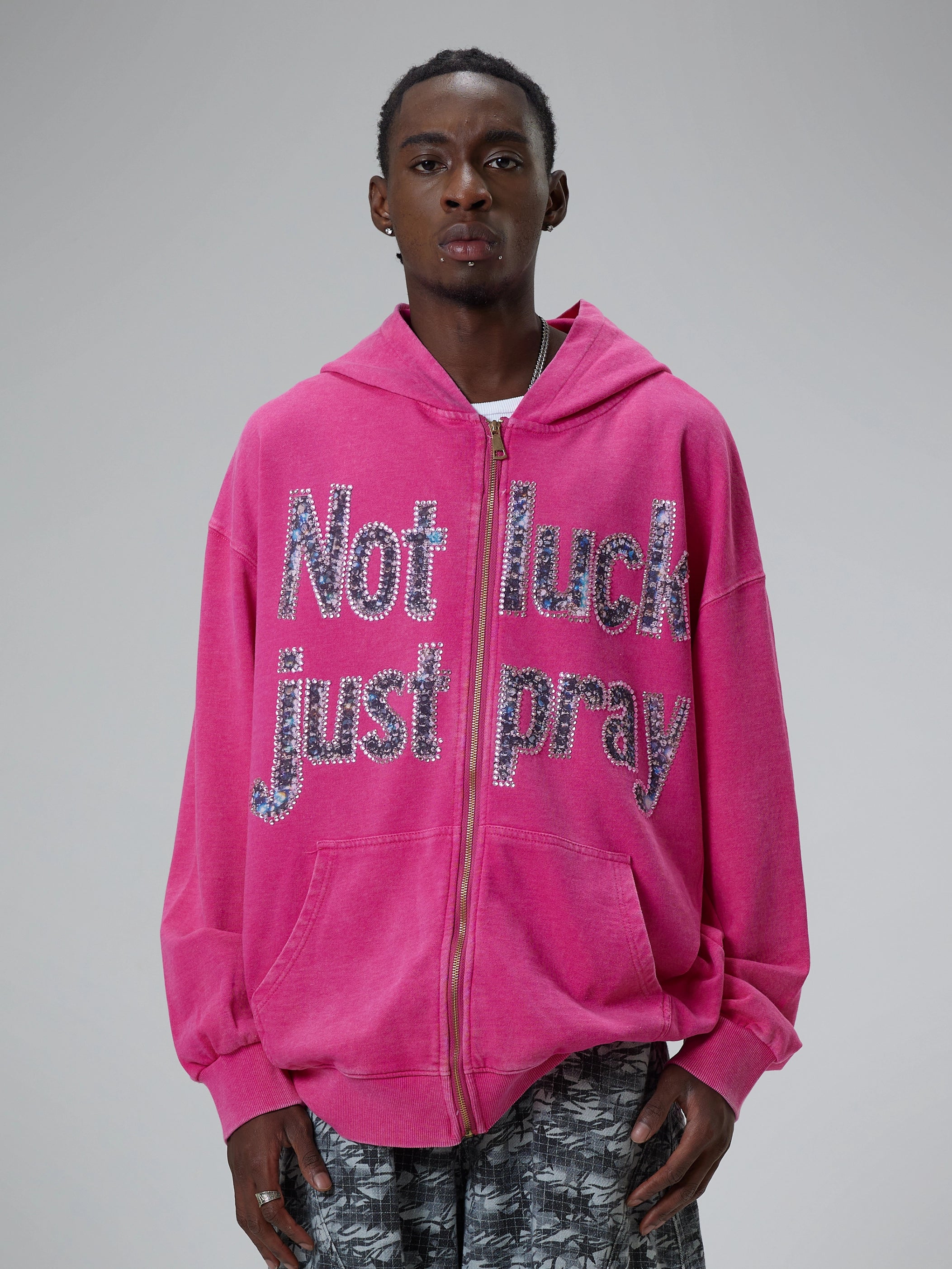 Diamond Graffiti No Luck Just Pray Hoodie-069L