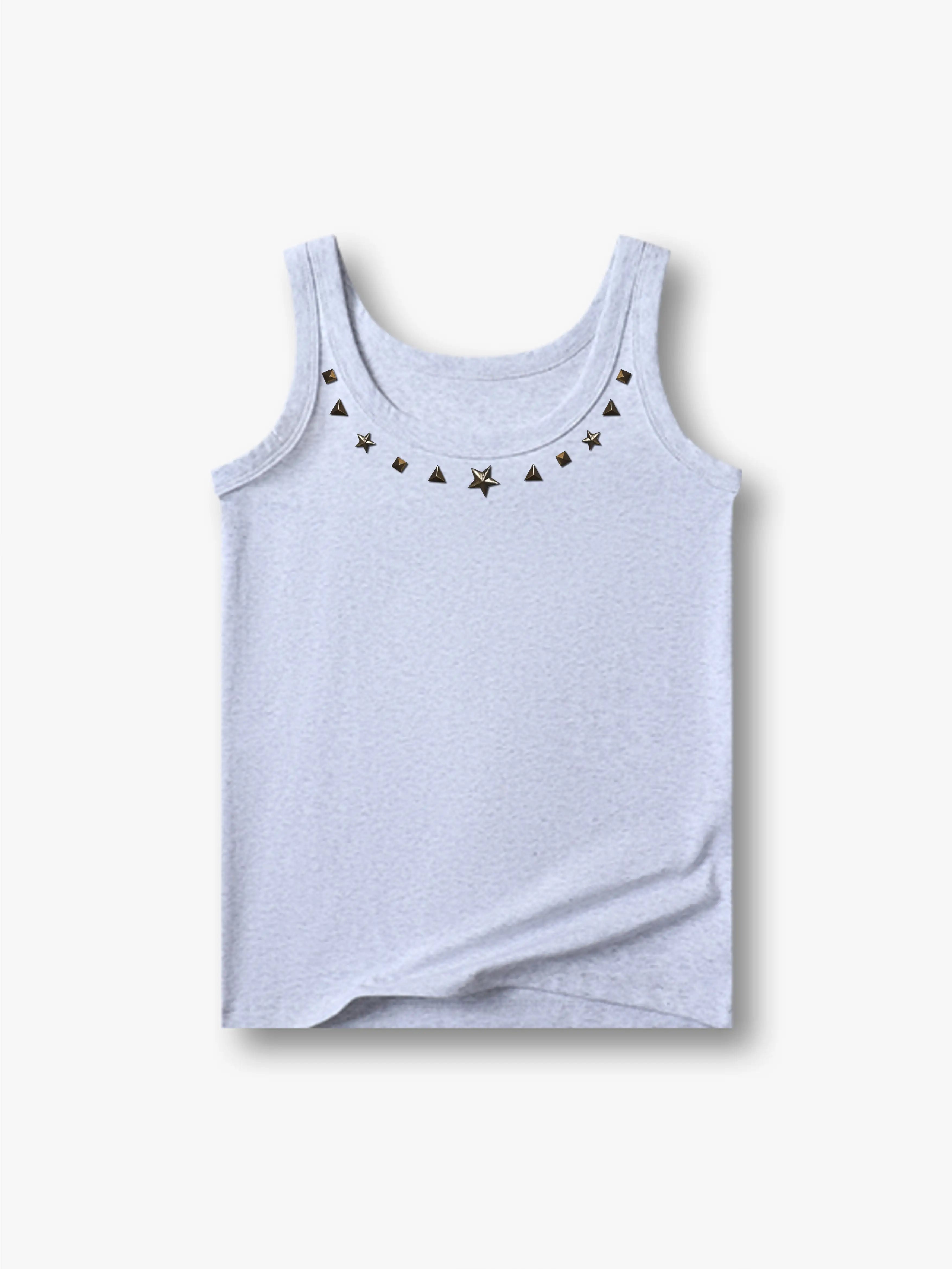 Metal Star Studded Tank T-shirt-260