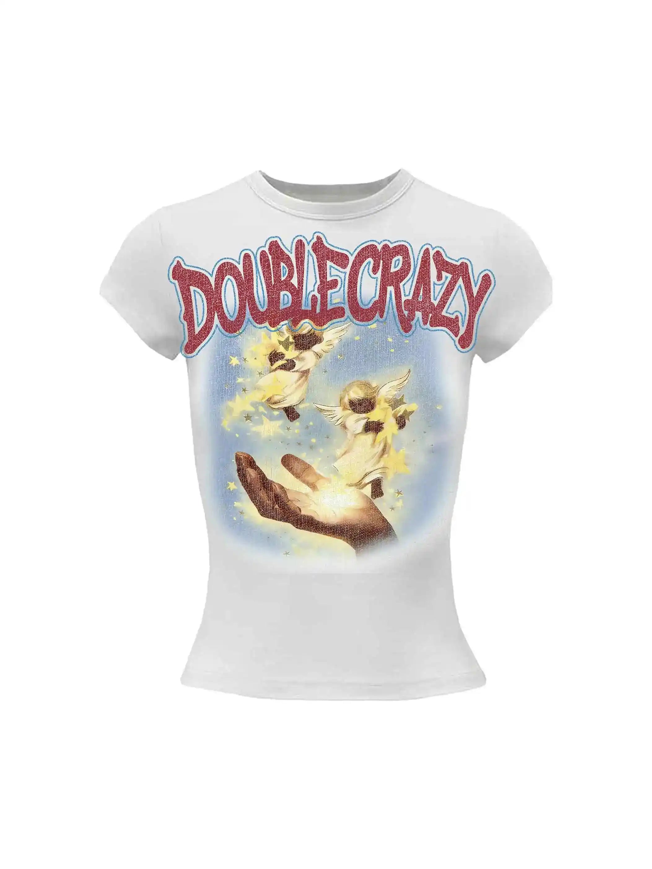 Y2K Grunge Cracked Angel Baby Tee-433
