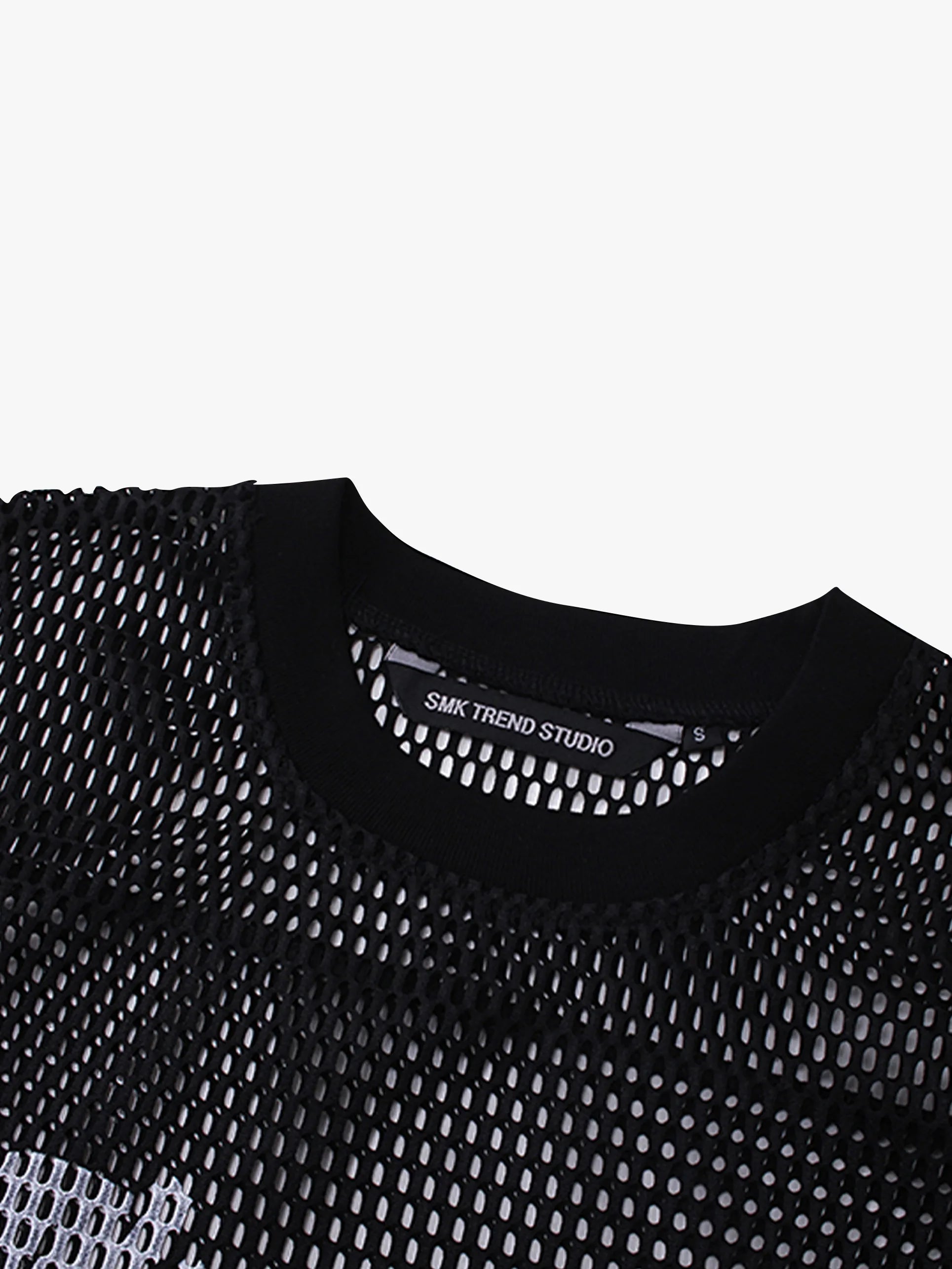 Bold Graphic Mesh Long-Sleeve Top -s906