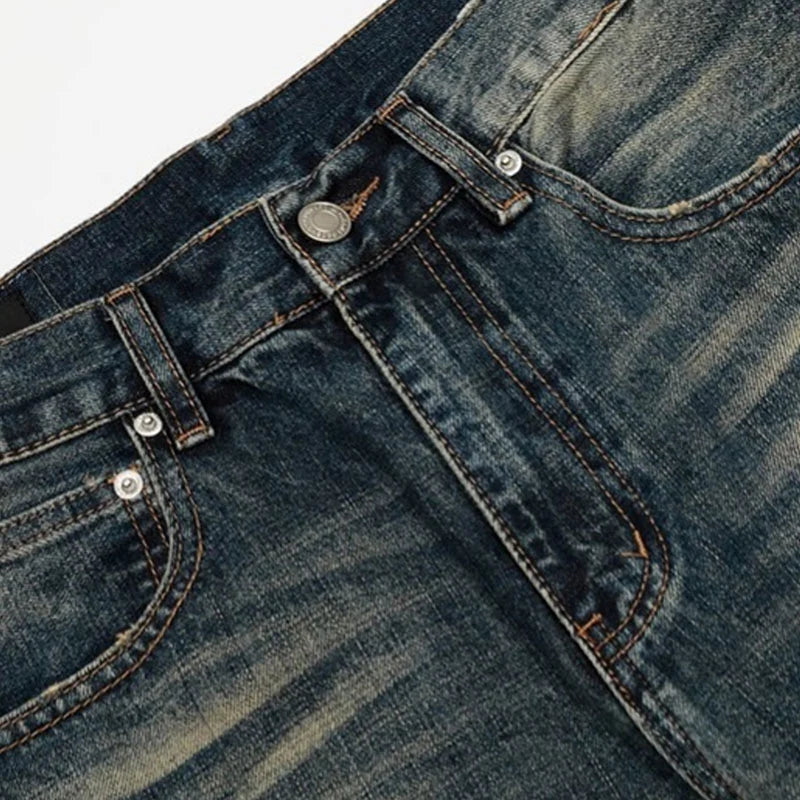 Rhinestone Pin-up Washed Jeans-610