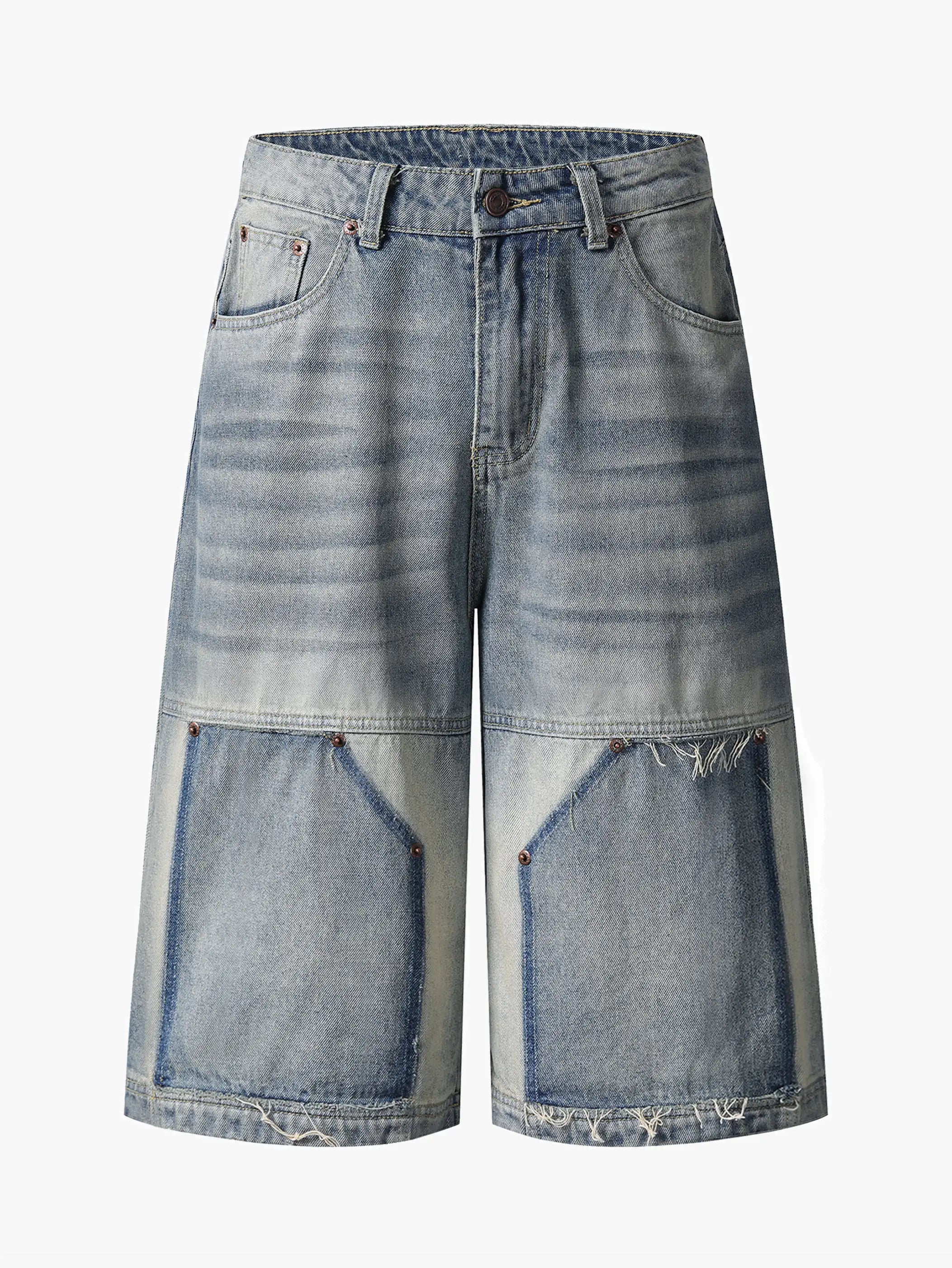 Worn-Out Vintage Denim Capri Pants-S1114