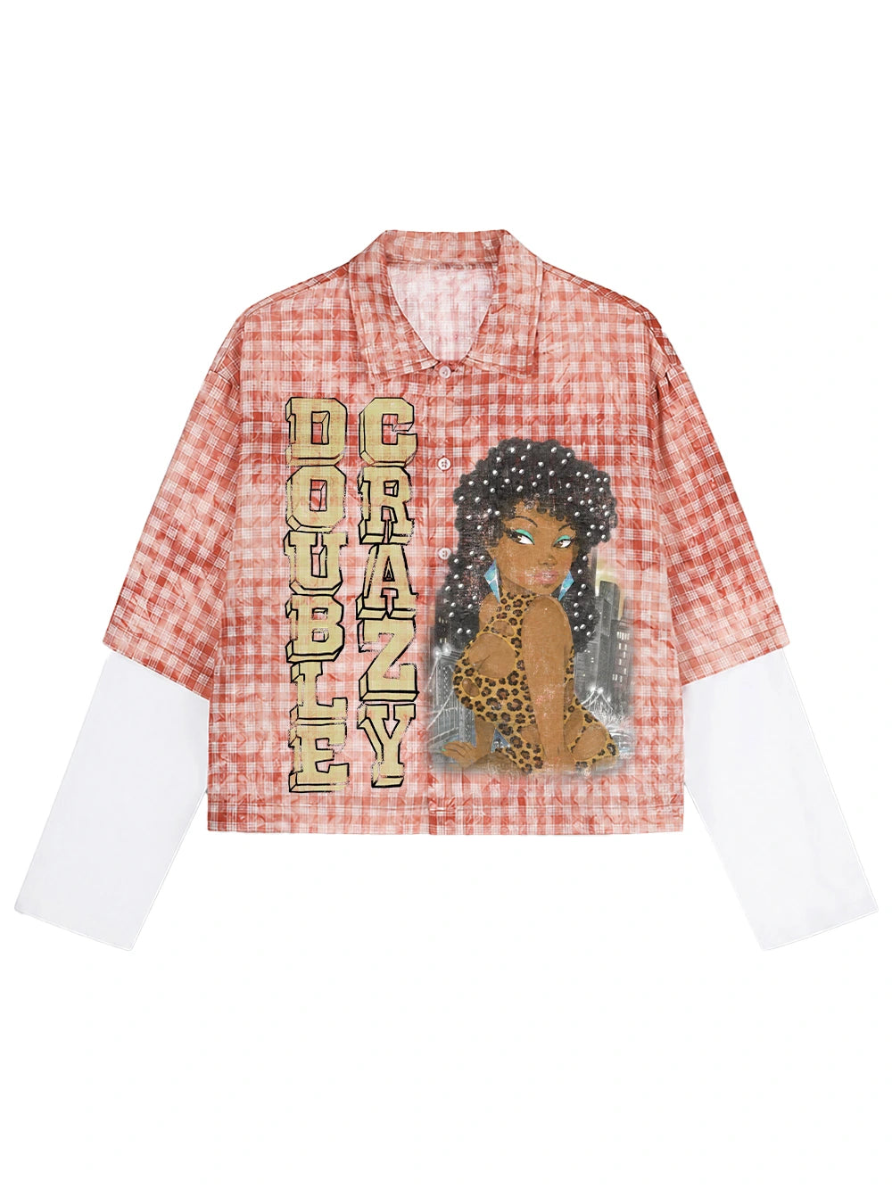 Studded Afro Plaid Shirt-703
