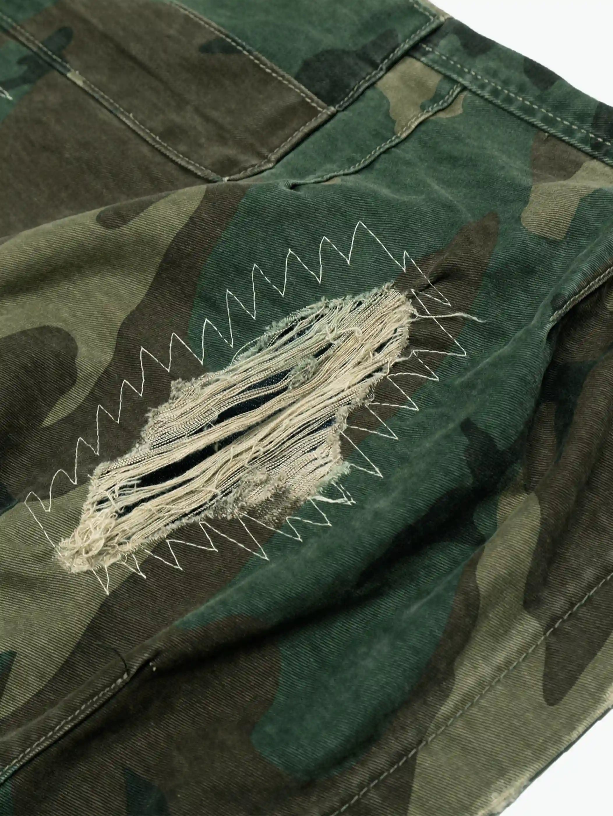 Cargo Camouflage Denim Shorts-S1043