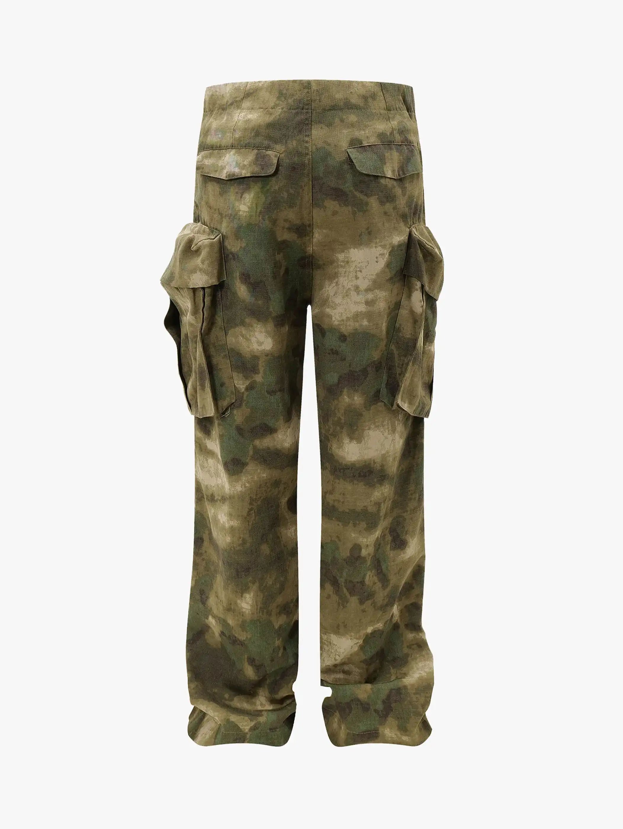 Tactical Camo Wide-Leg Cargo Pants -s919