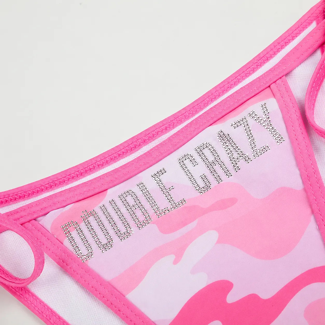Rhinestone Pink Camo Bikini Set-653