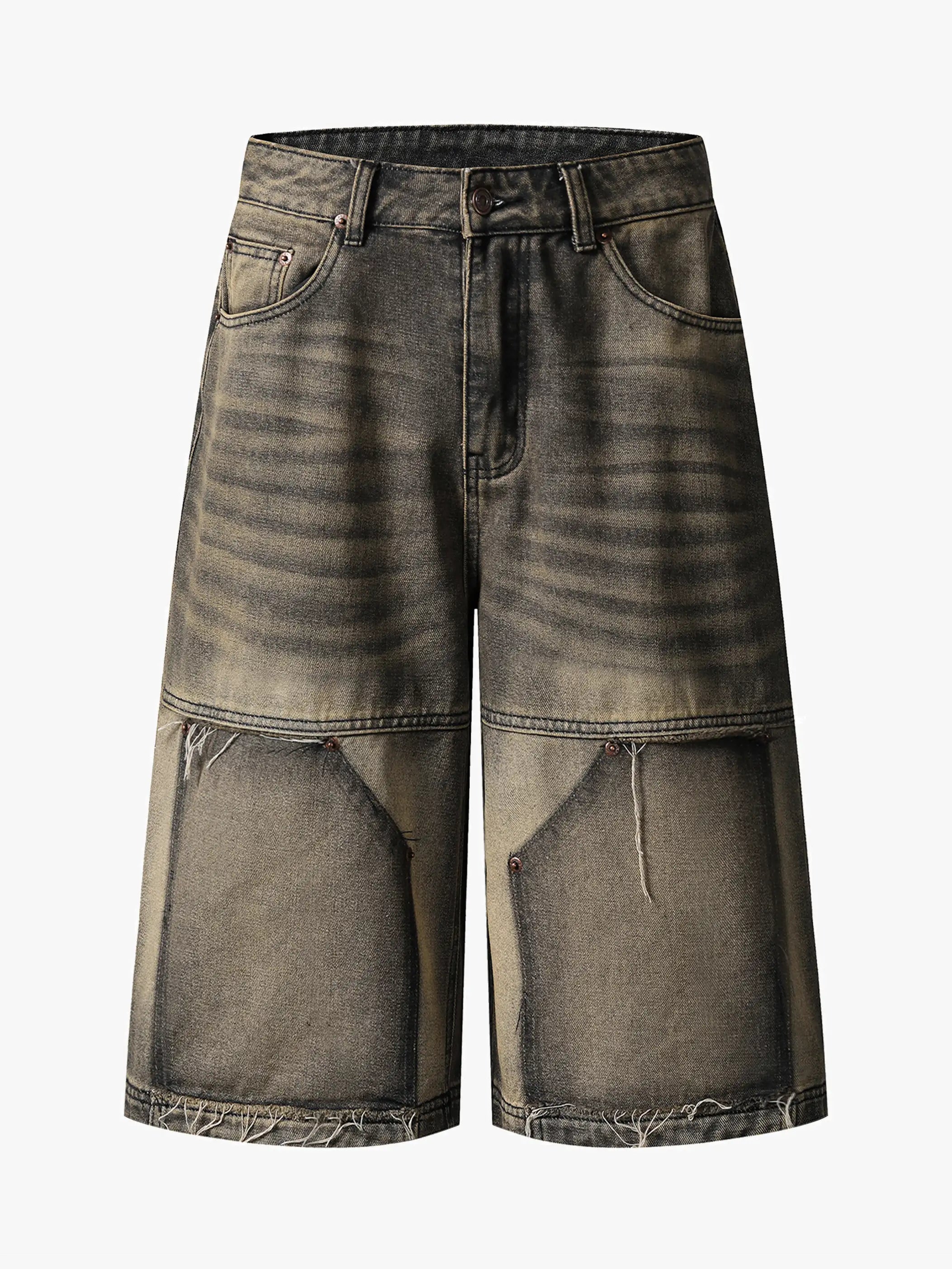 Worn-Out Vintage Denim Capri Pants-S1114