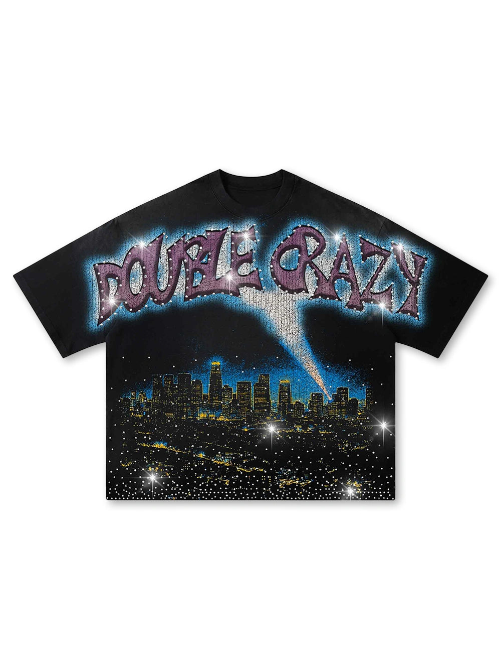 Boxy L.A. Skyline Iced Out Tee-435
