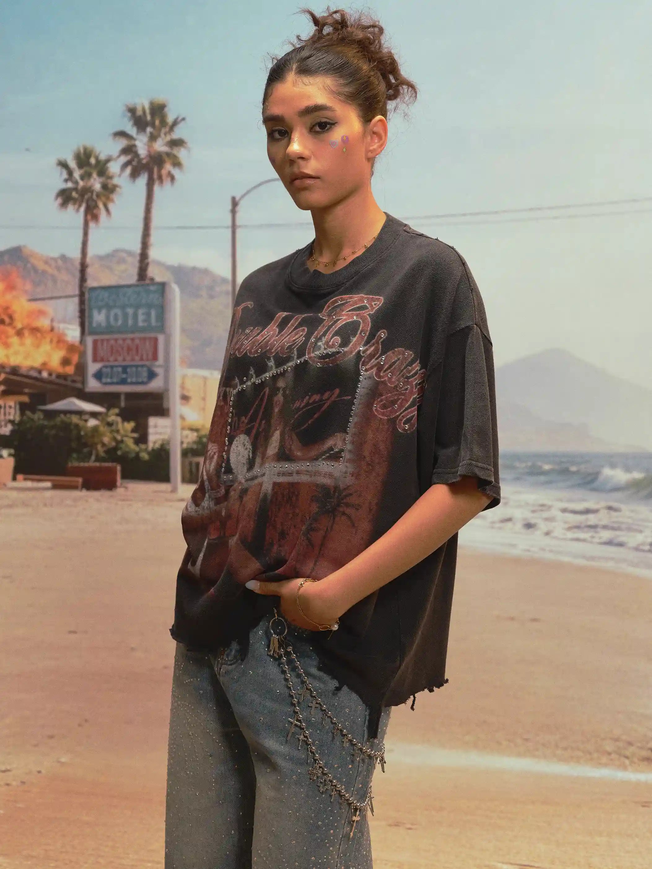 Miami Vibe Distressed Boxy Tee-474