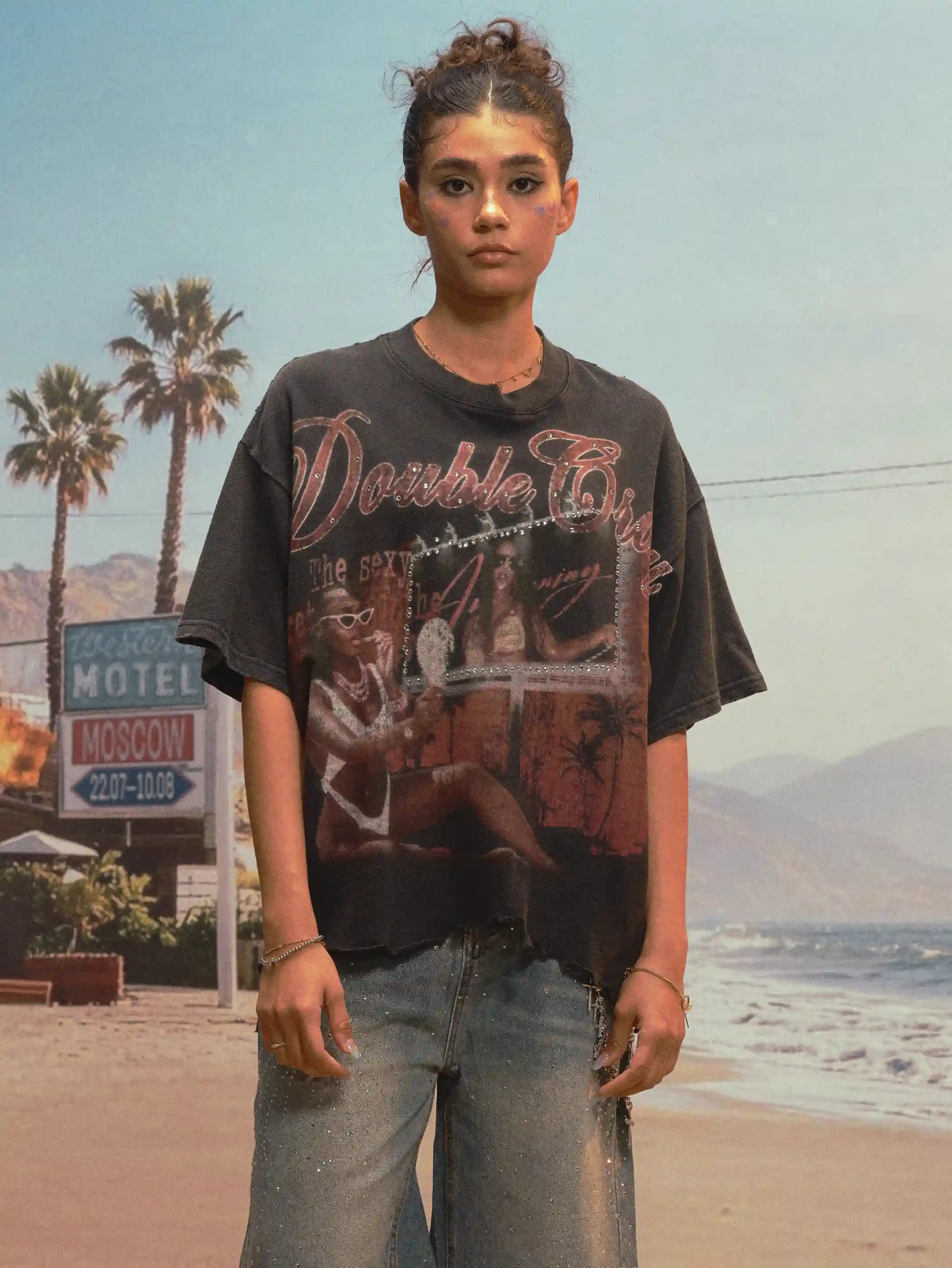Miami Vibe Distressed Boxy Tee-474
