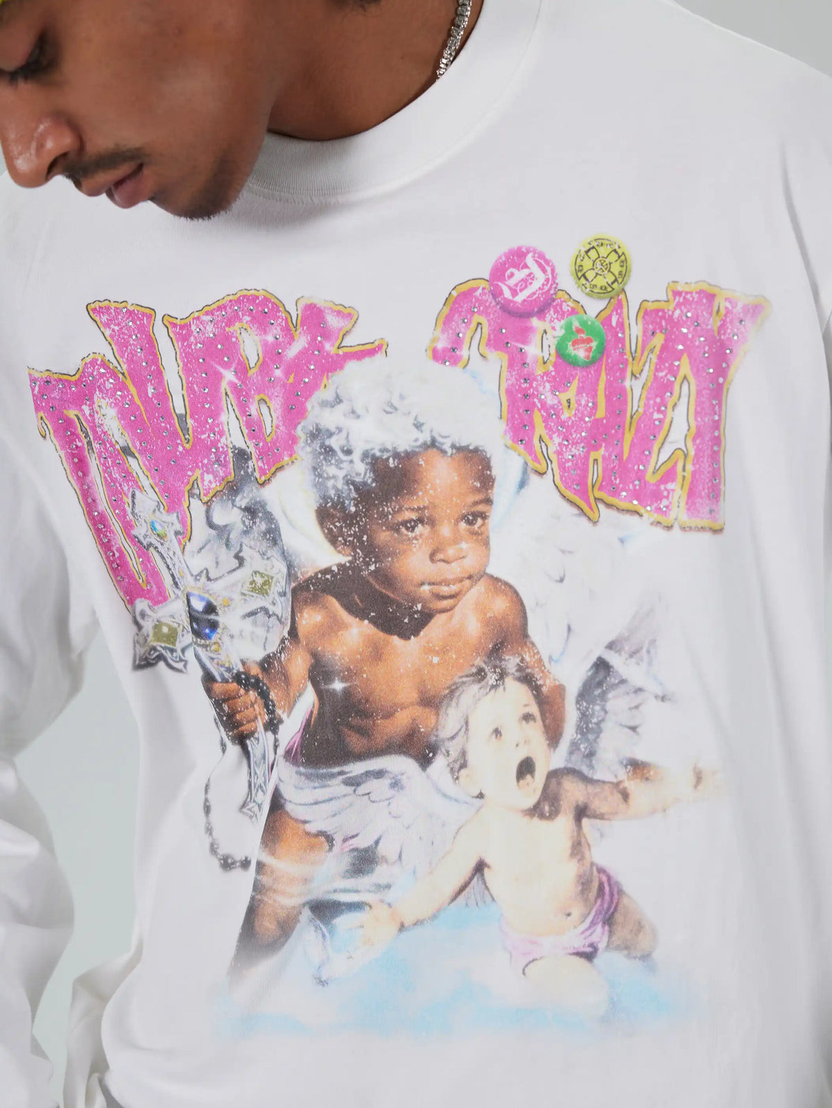 Rhinestone Afro Cherub Boxy L/S-729