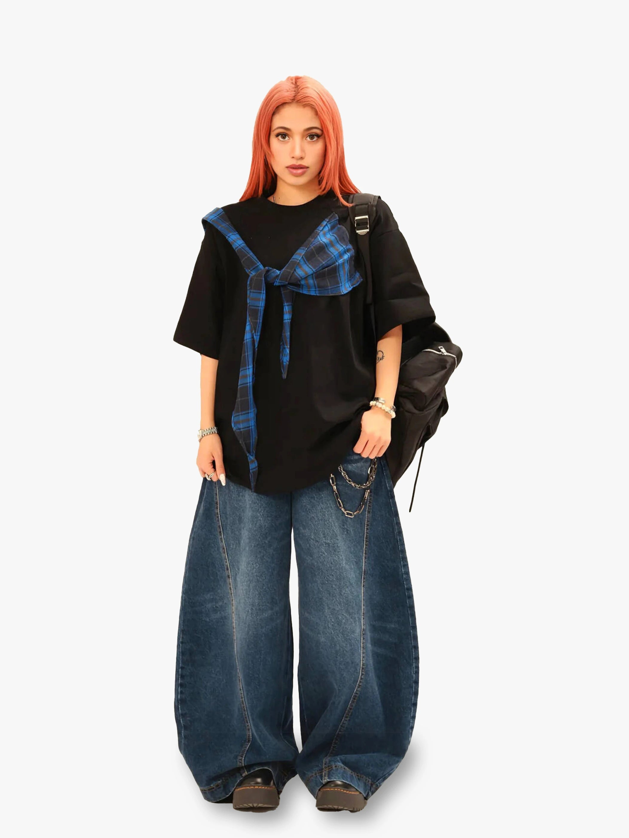 Street Style Plaid T-shirt-S959