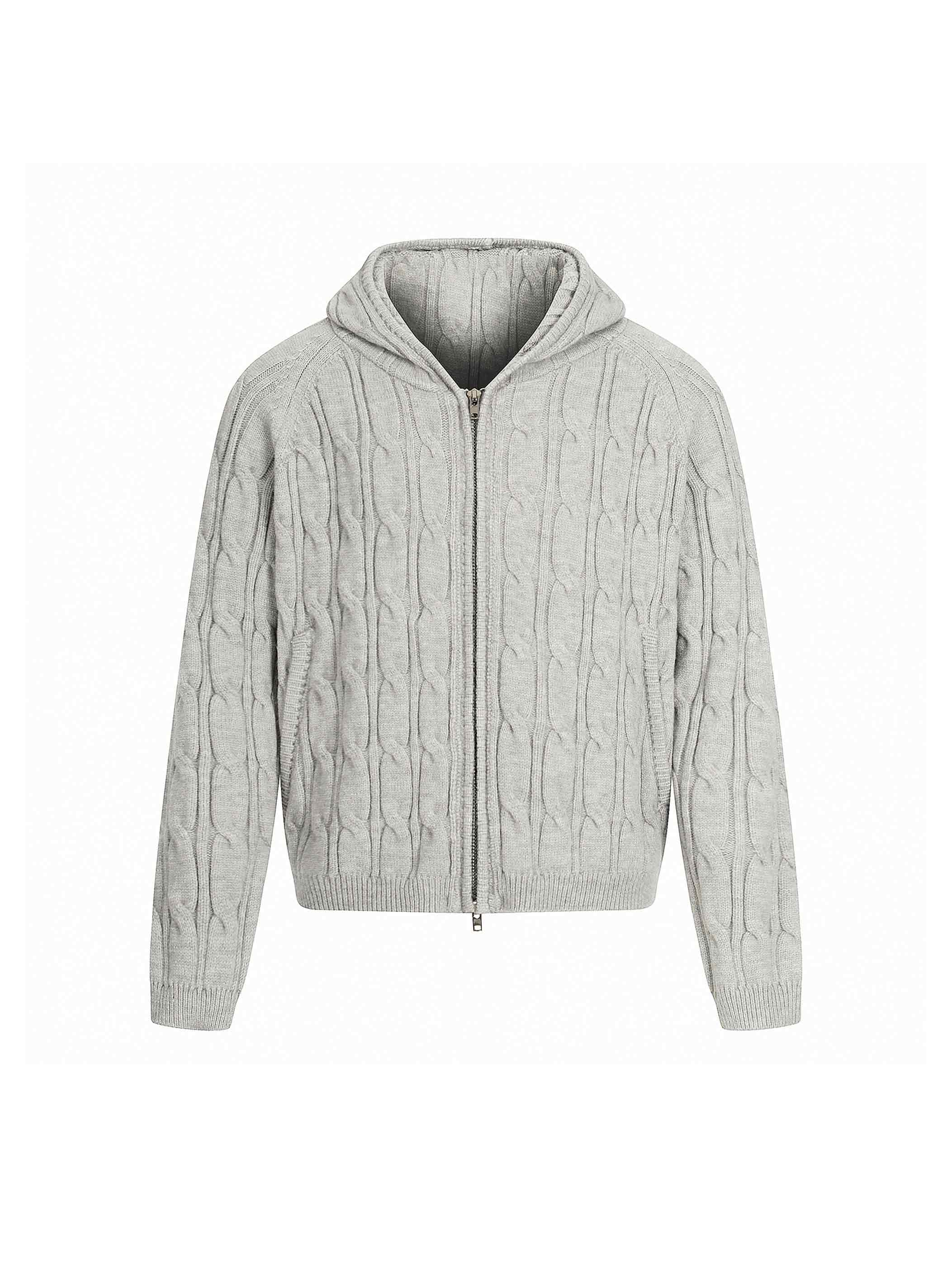 Pure Texture Knit Hoodie-S1167