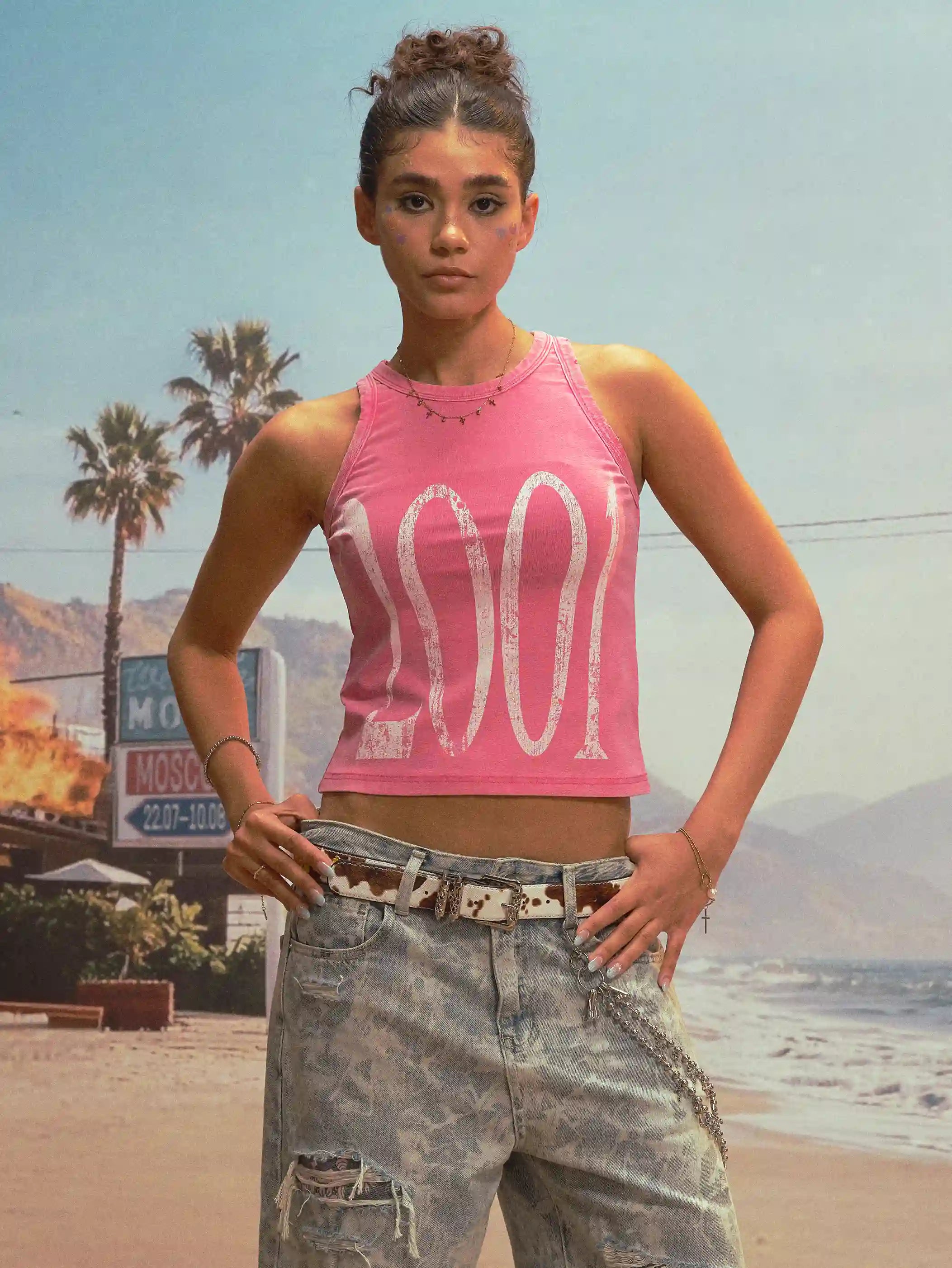 2001 Y2K Distressed Muscle Tank-524