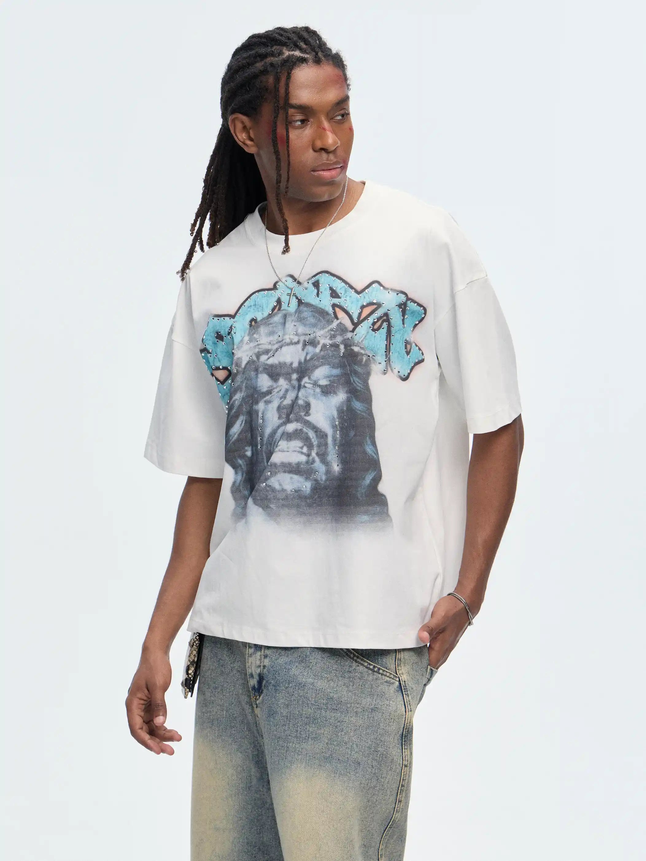 Bling Crying Jesus Graphic Tee-529