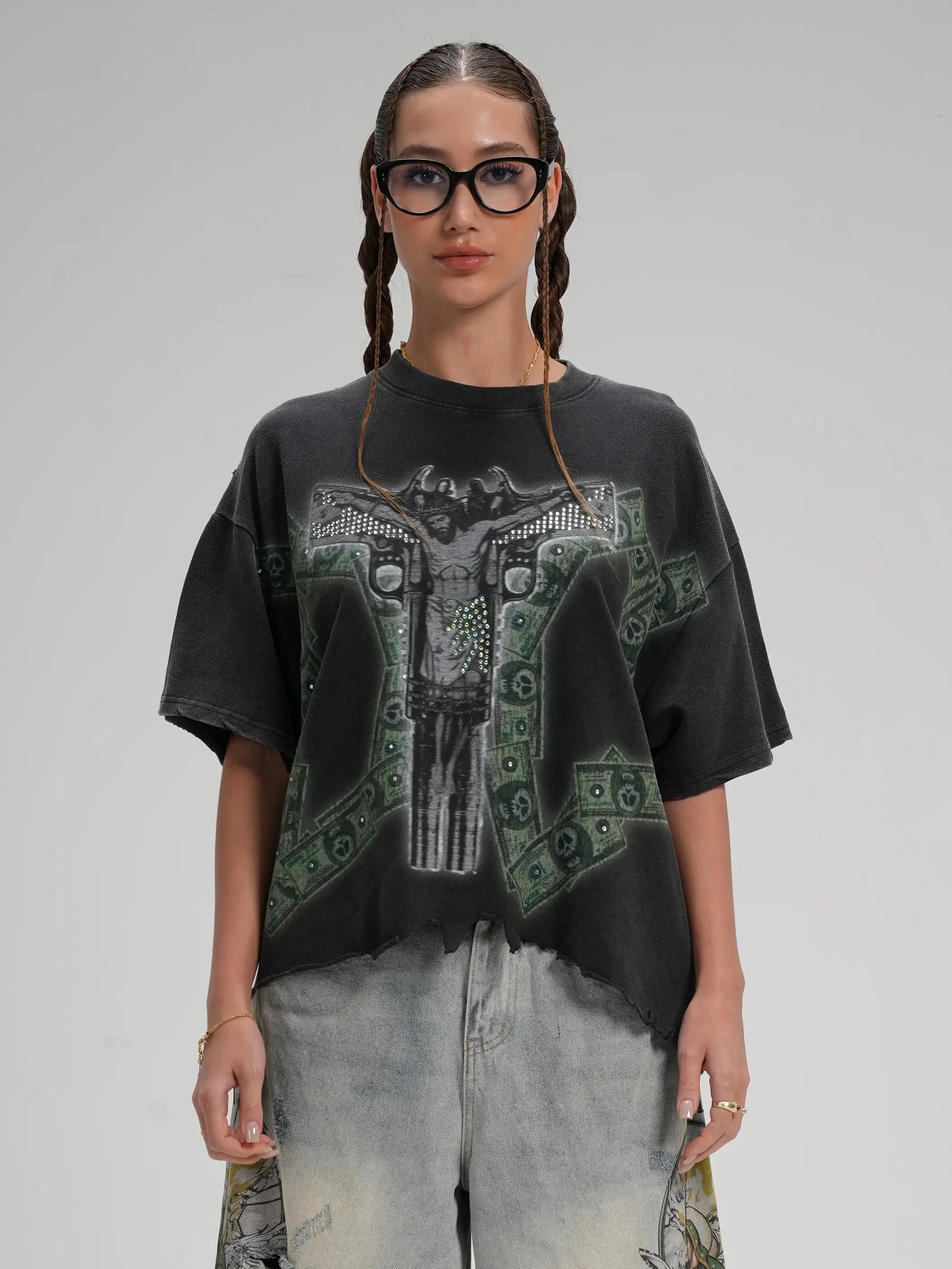 Rhinestone Jesus Parody Tee-553
