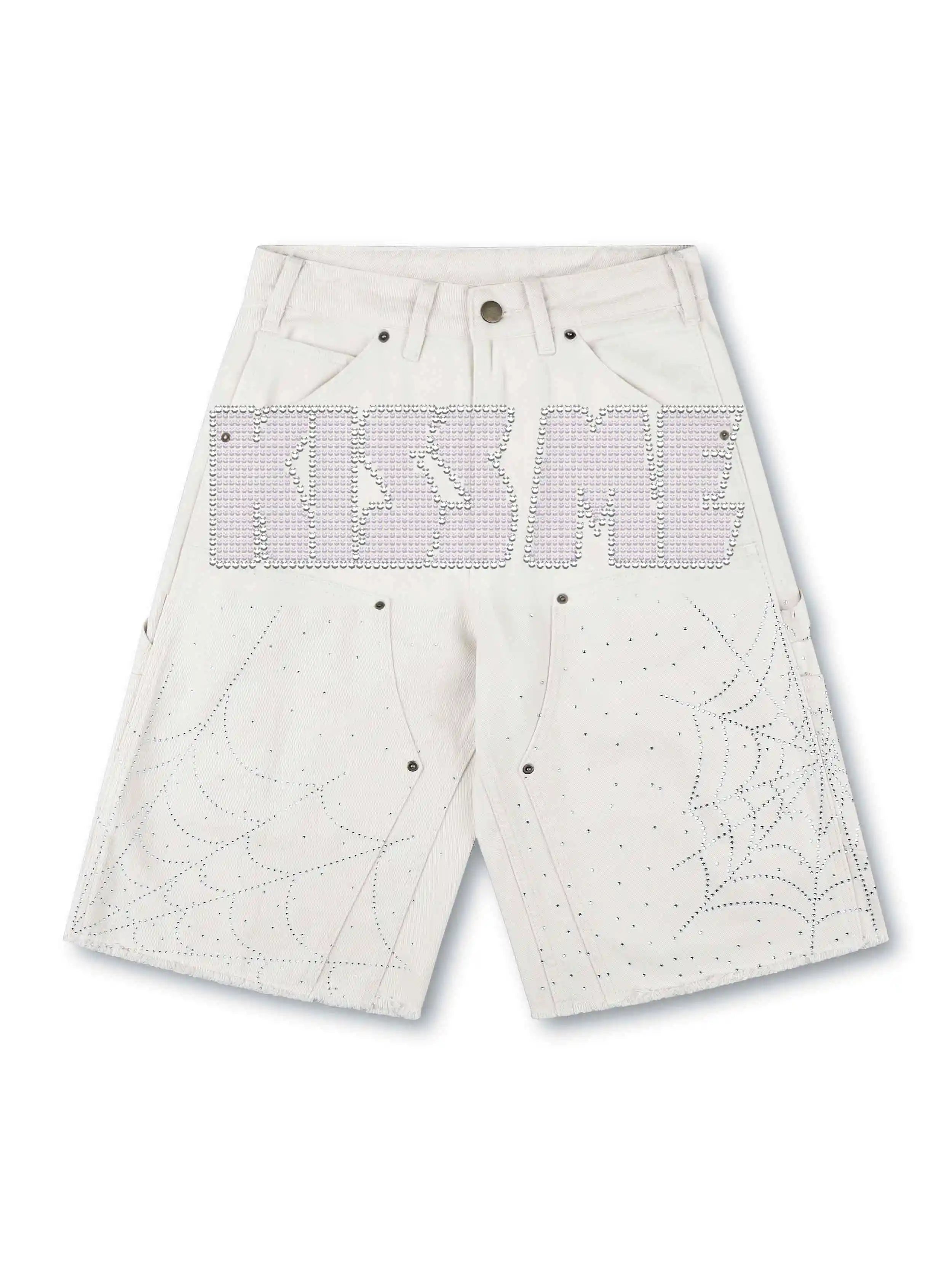 Spider Web Rhinestone Jorts-550