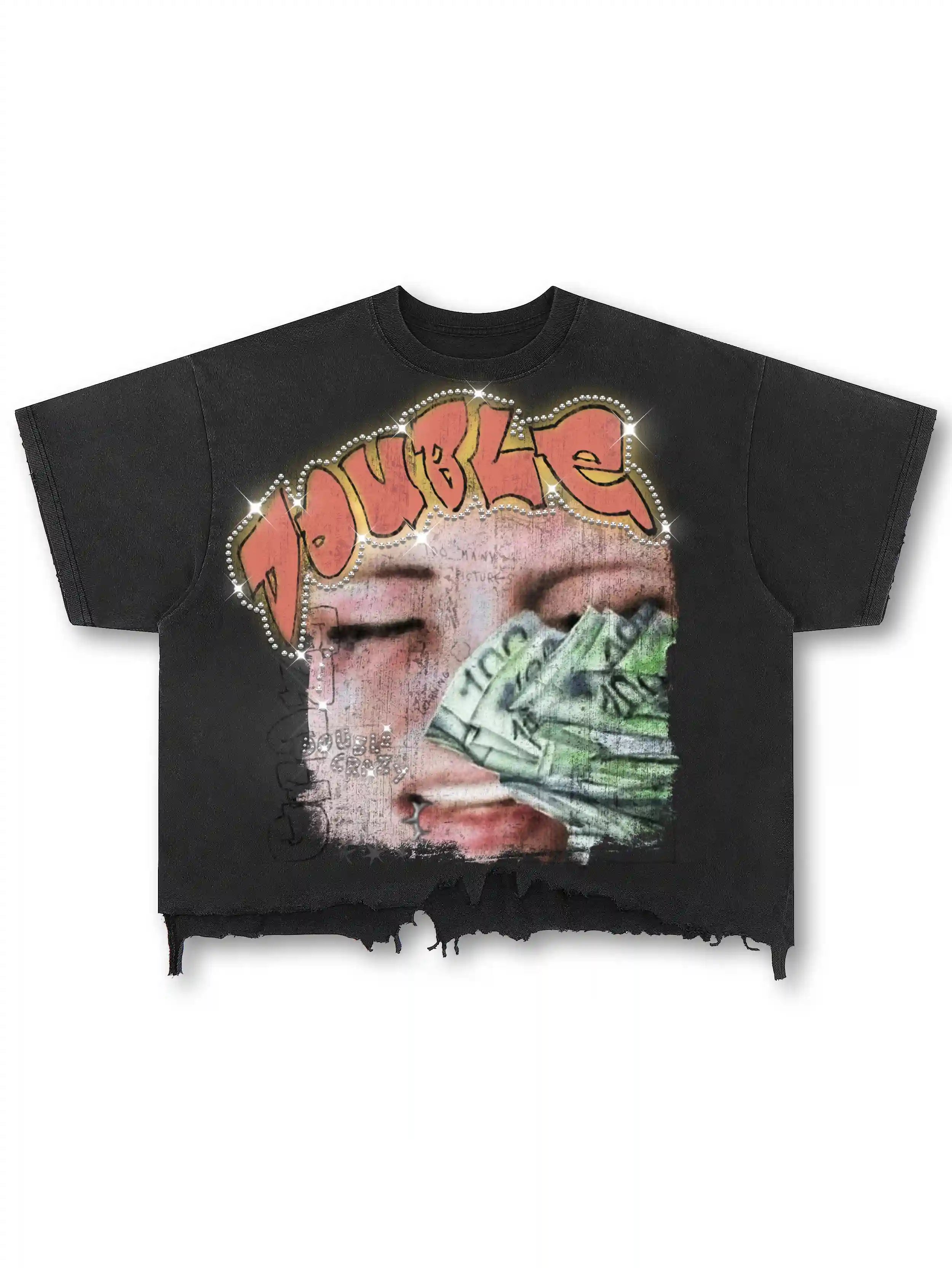 Bling Money Distressed Tee-563