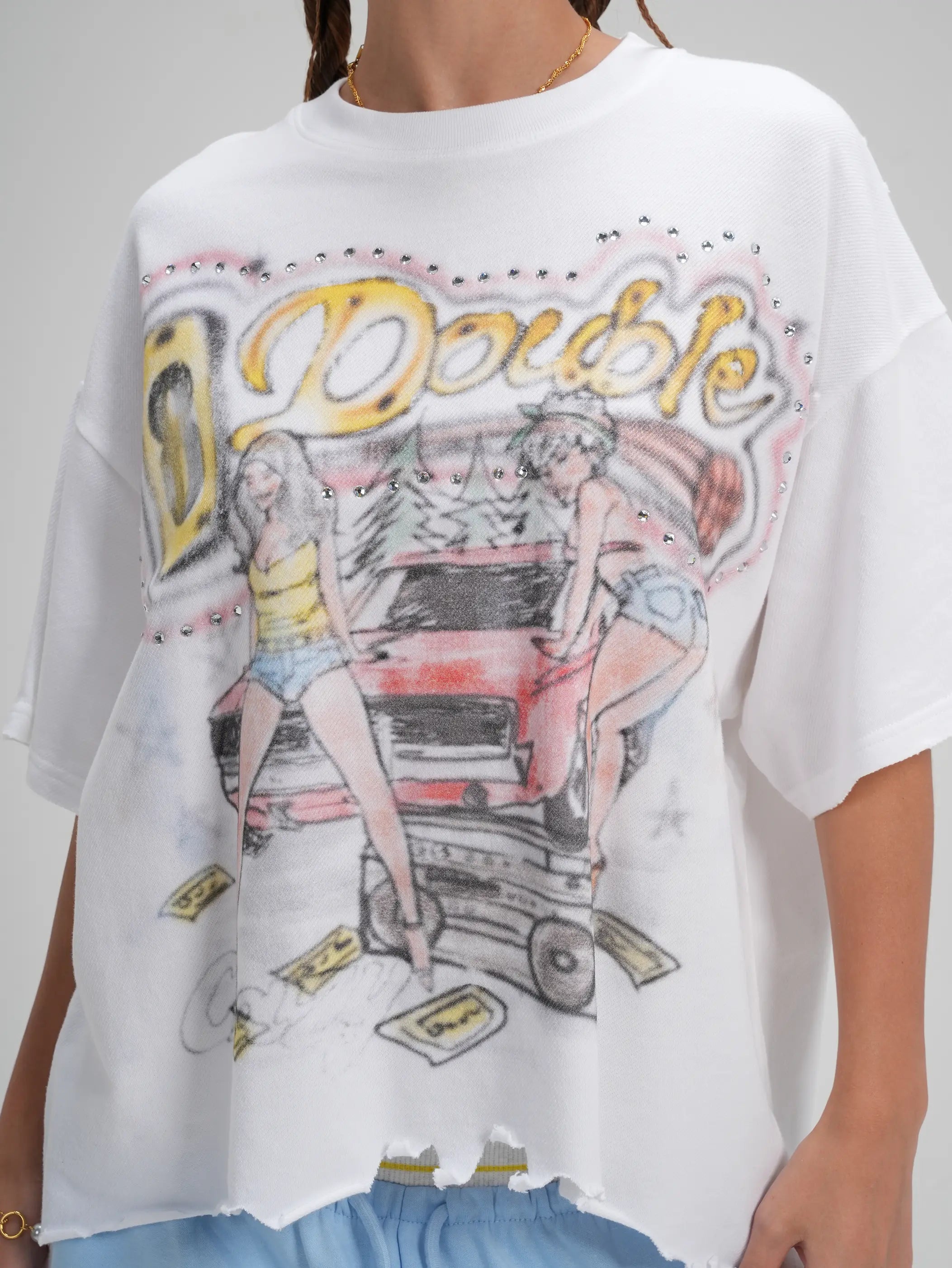 90s Airbrush Distressed Boxy Tee-567