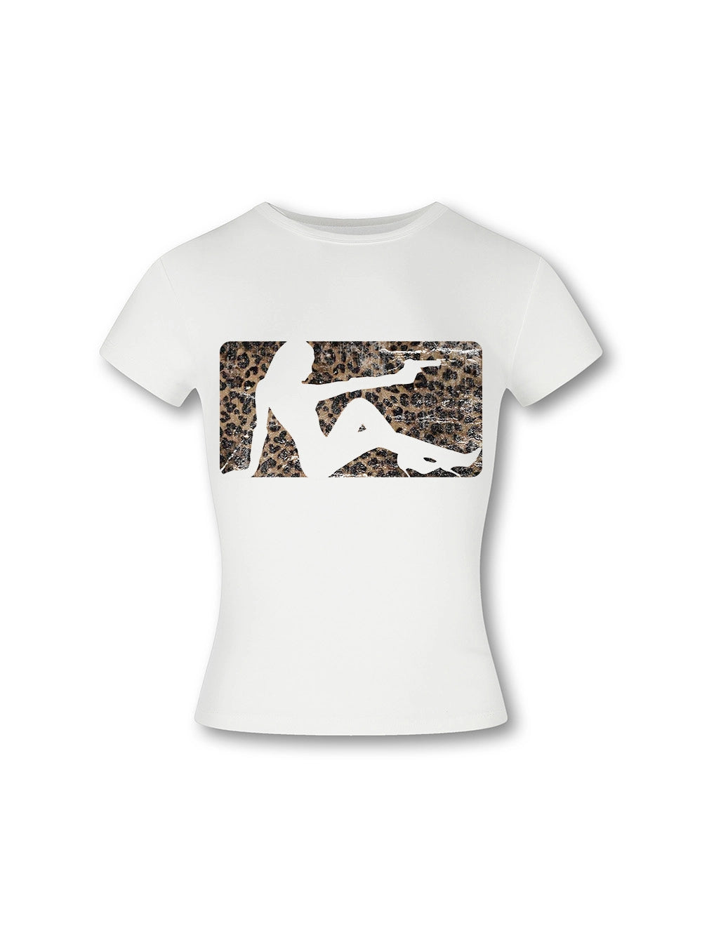 Camiseta corta ajustada "Jesús gótico desgastado"-547