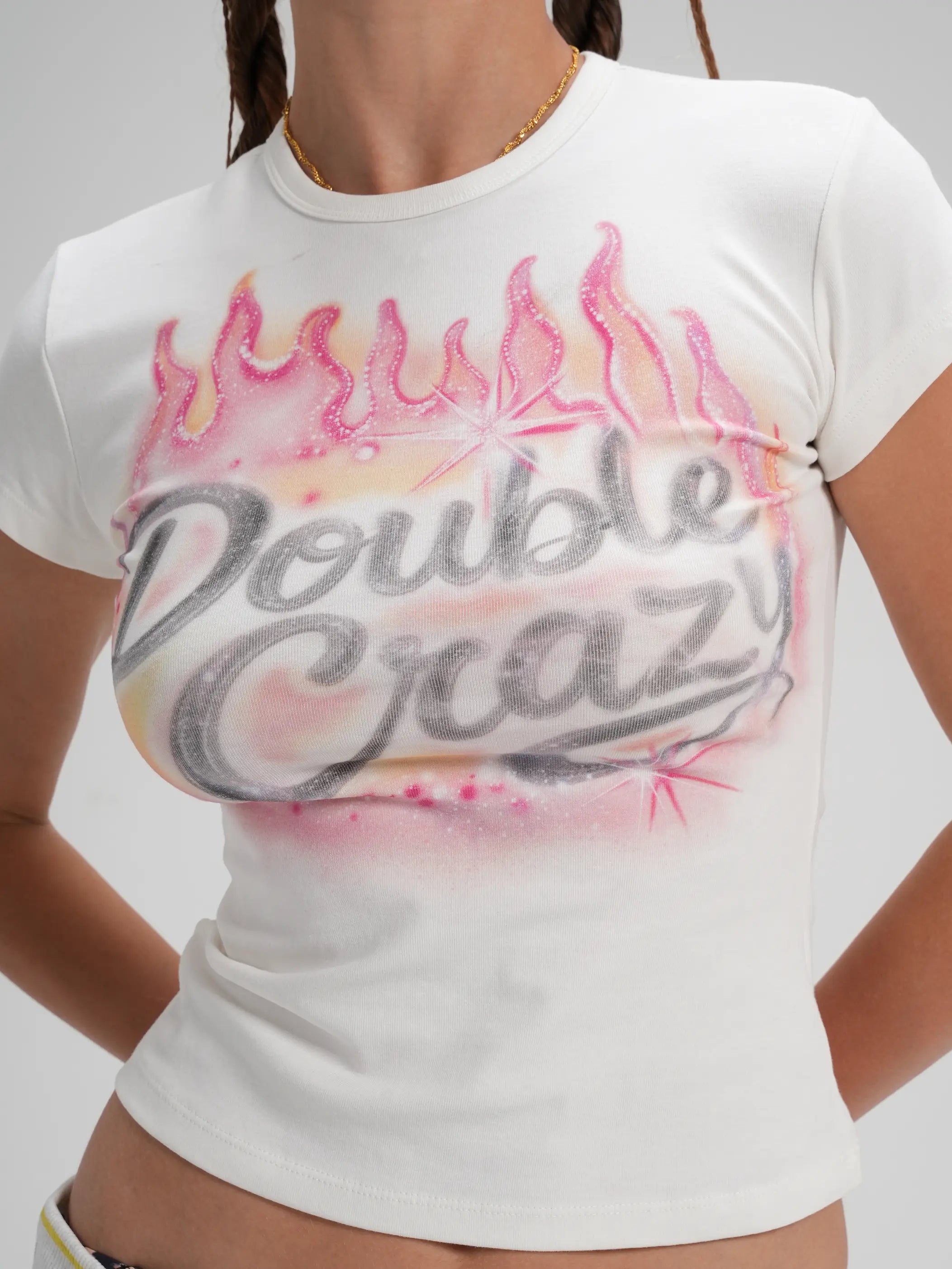Camiseta ajustada Y2K Sparkle Flame-571