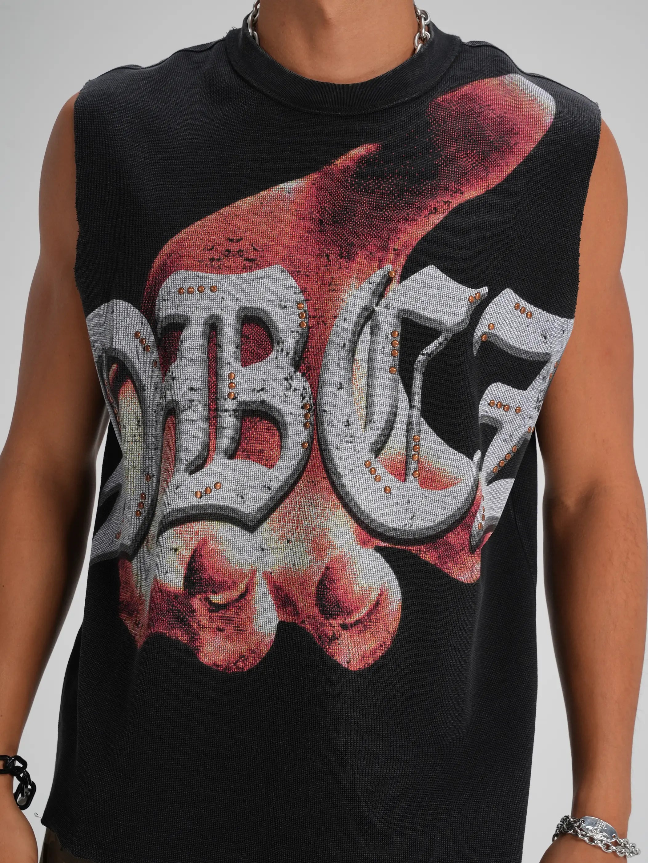 Raw Edge Punk Studded Tank-575