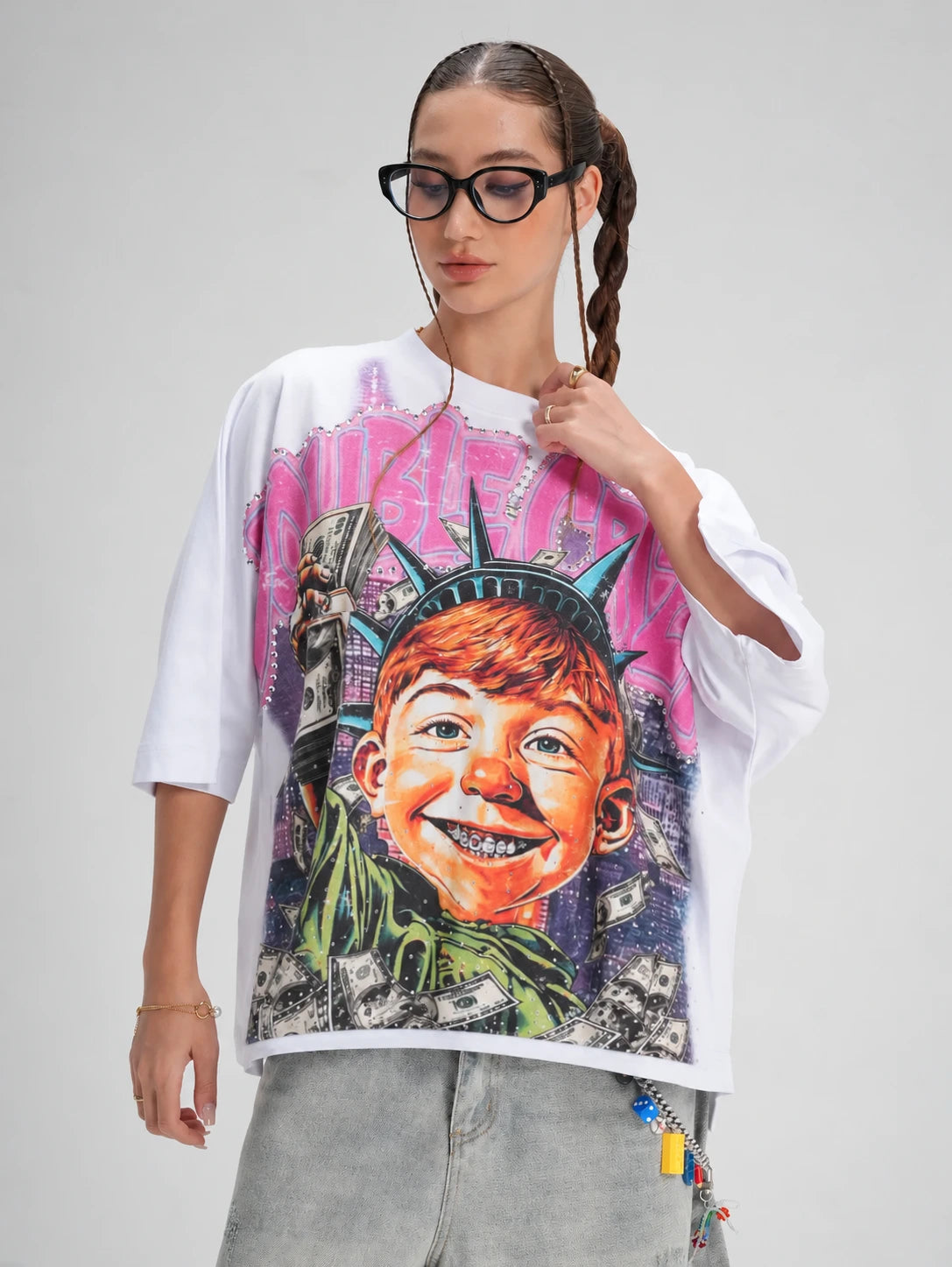 Bling Funny Hustle Boxy Tee-576