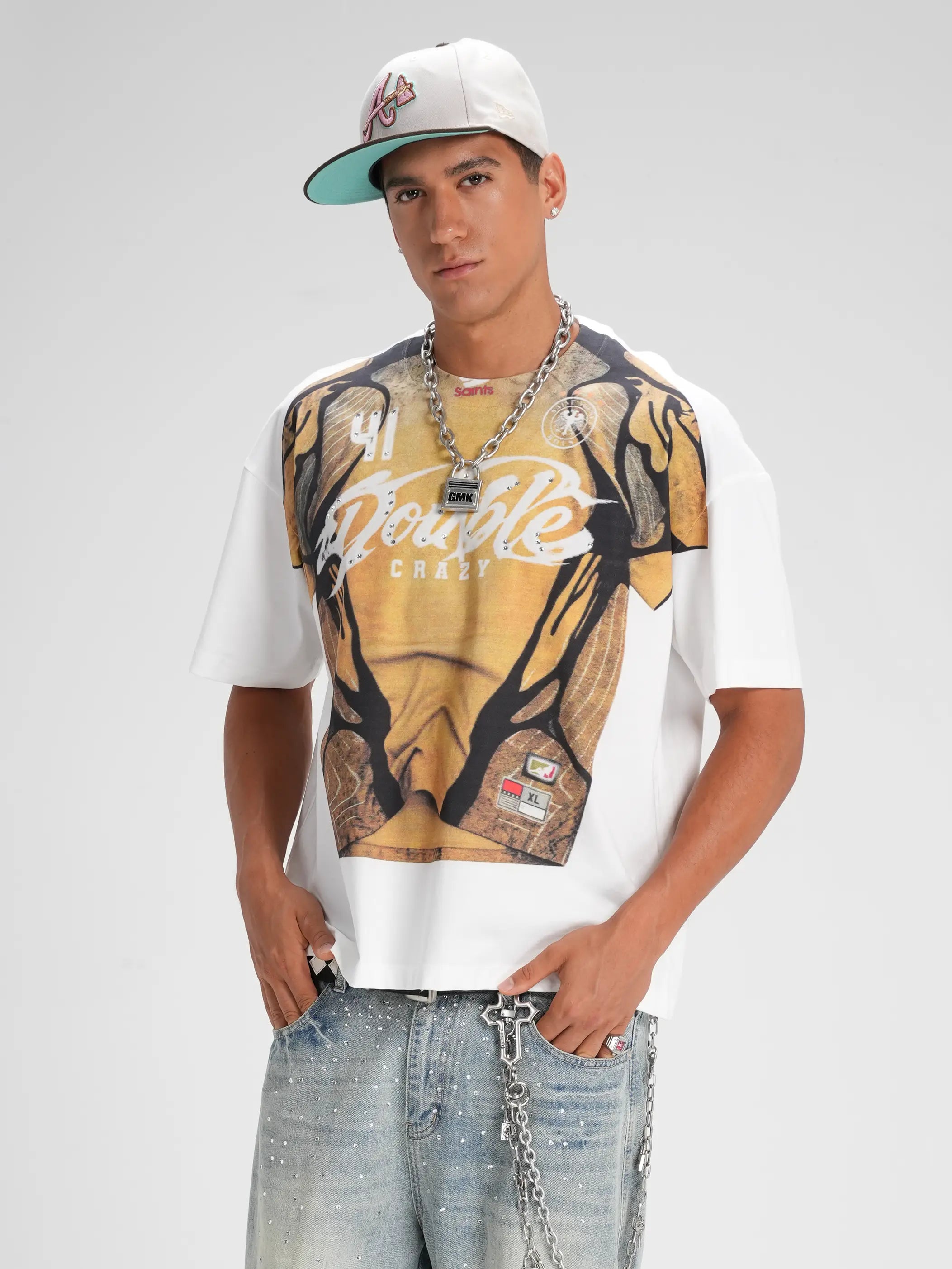 Camiseta de punto boxy Bling Graphic-582