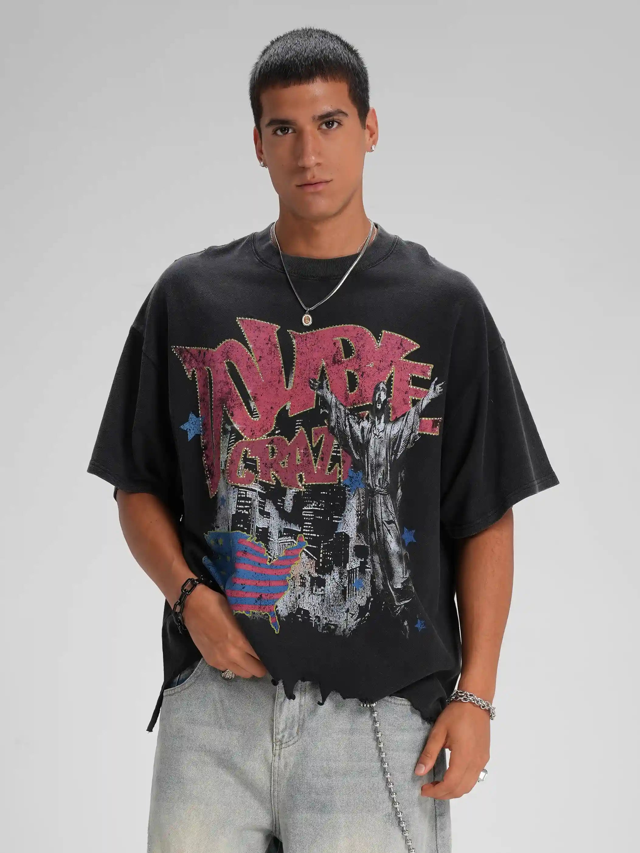 Distressed US Map Rockstar Tee-589