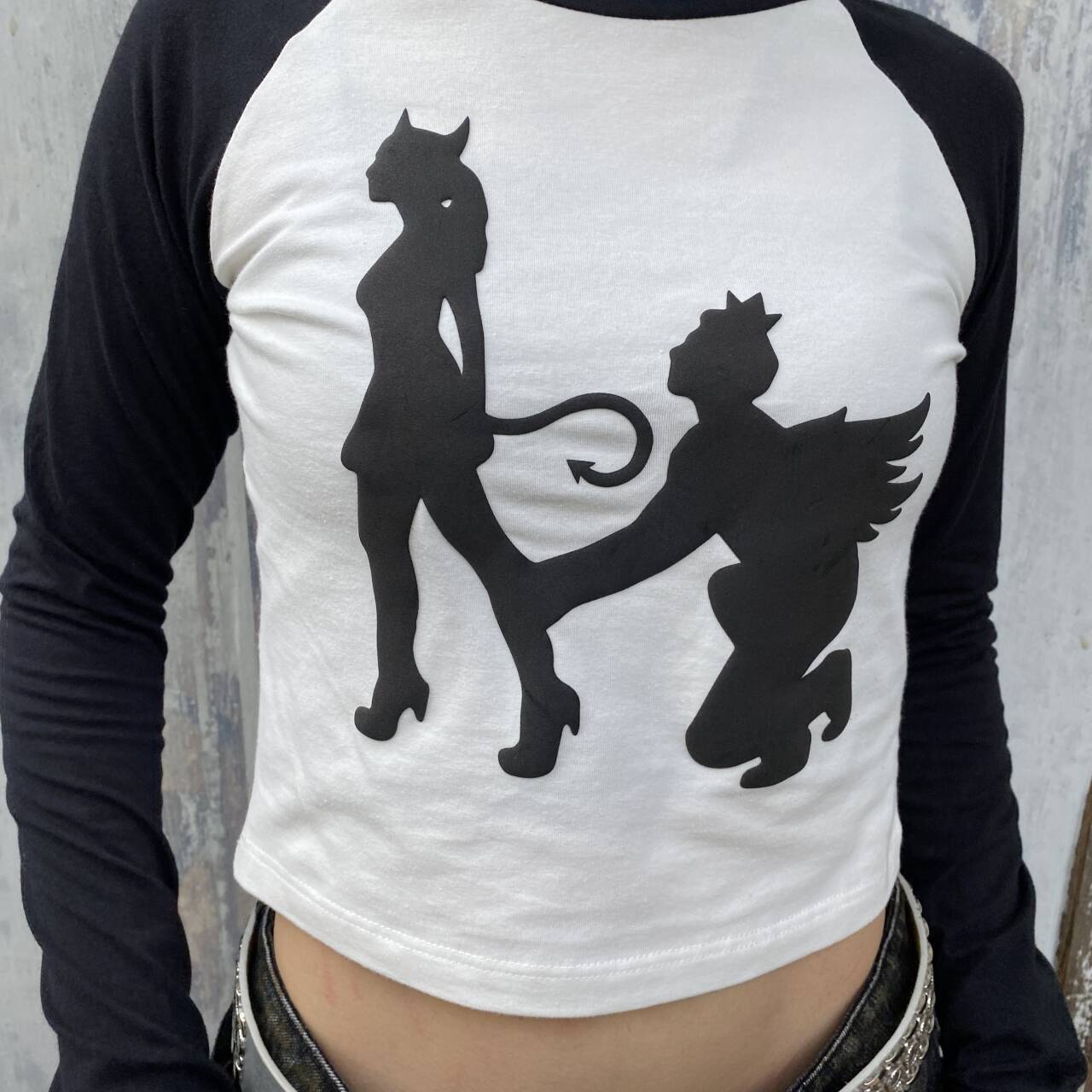 Devil Angel Graphic Crop Top - 024