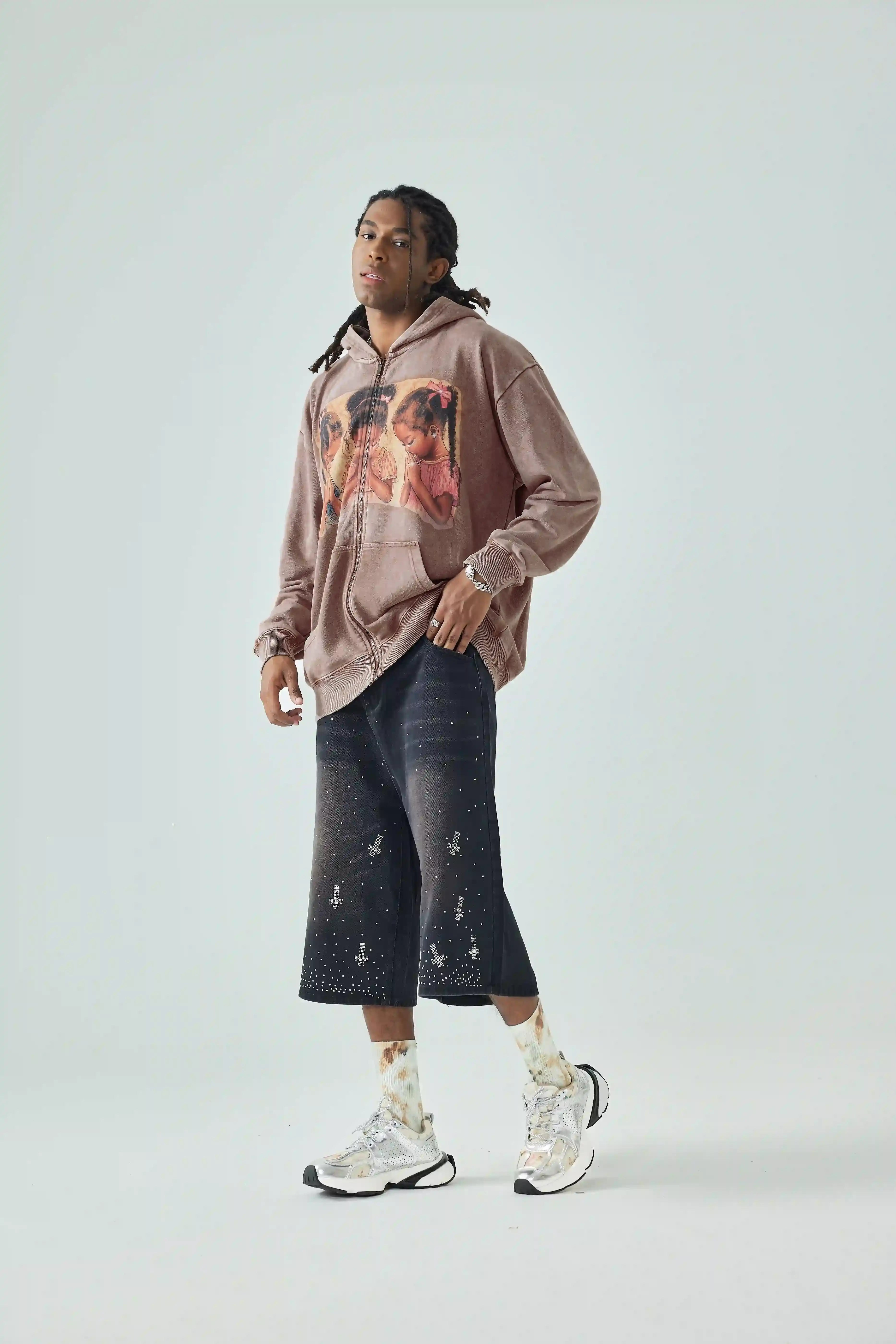 Sudadera con capucha Corazones fieles y oración-150