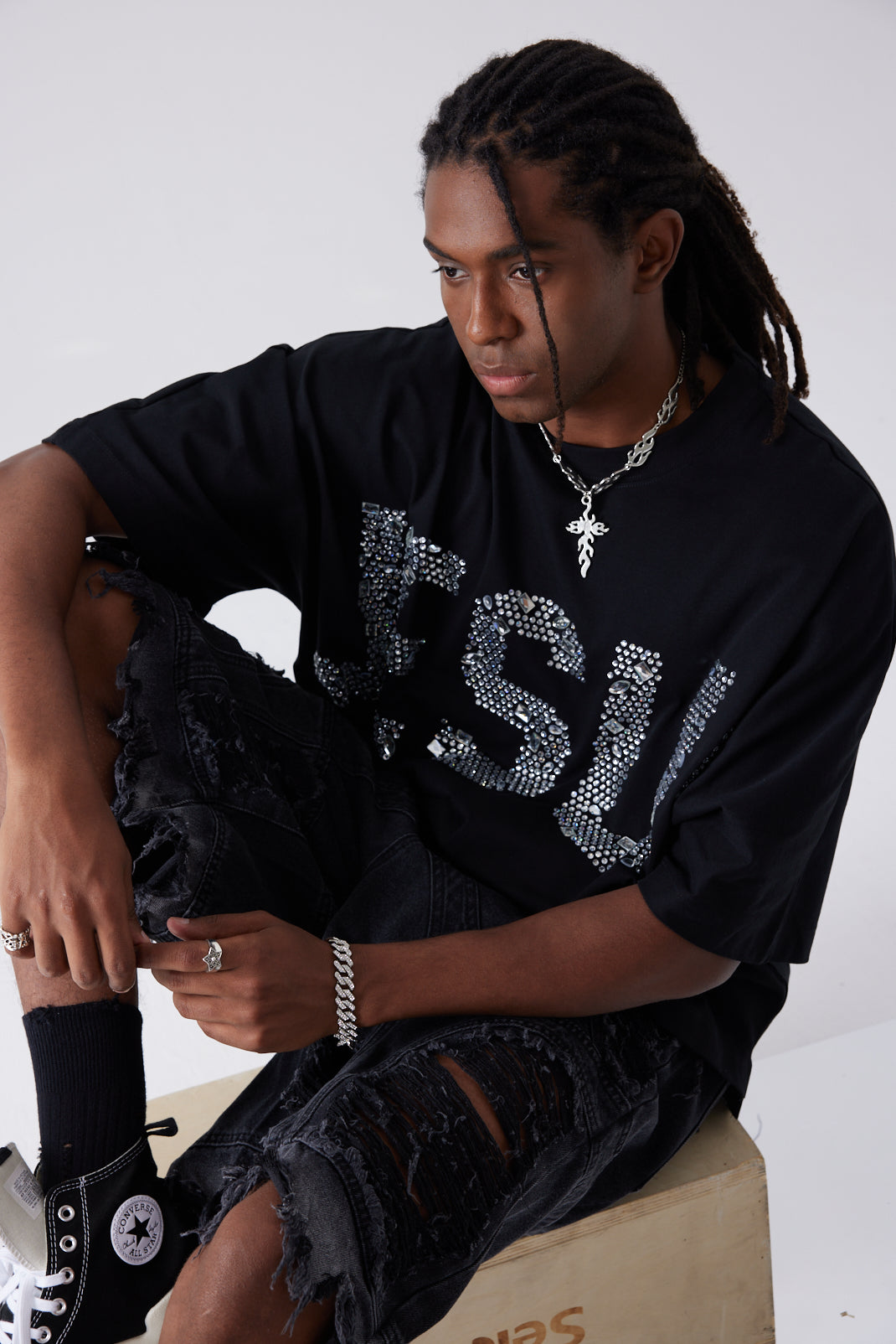 Rhinestone Religious JESUS T-shirt-203