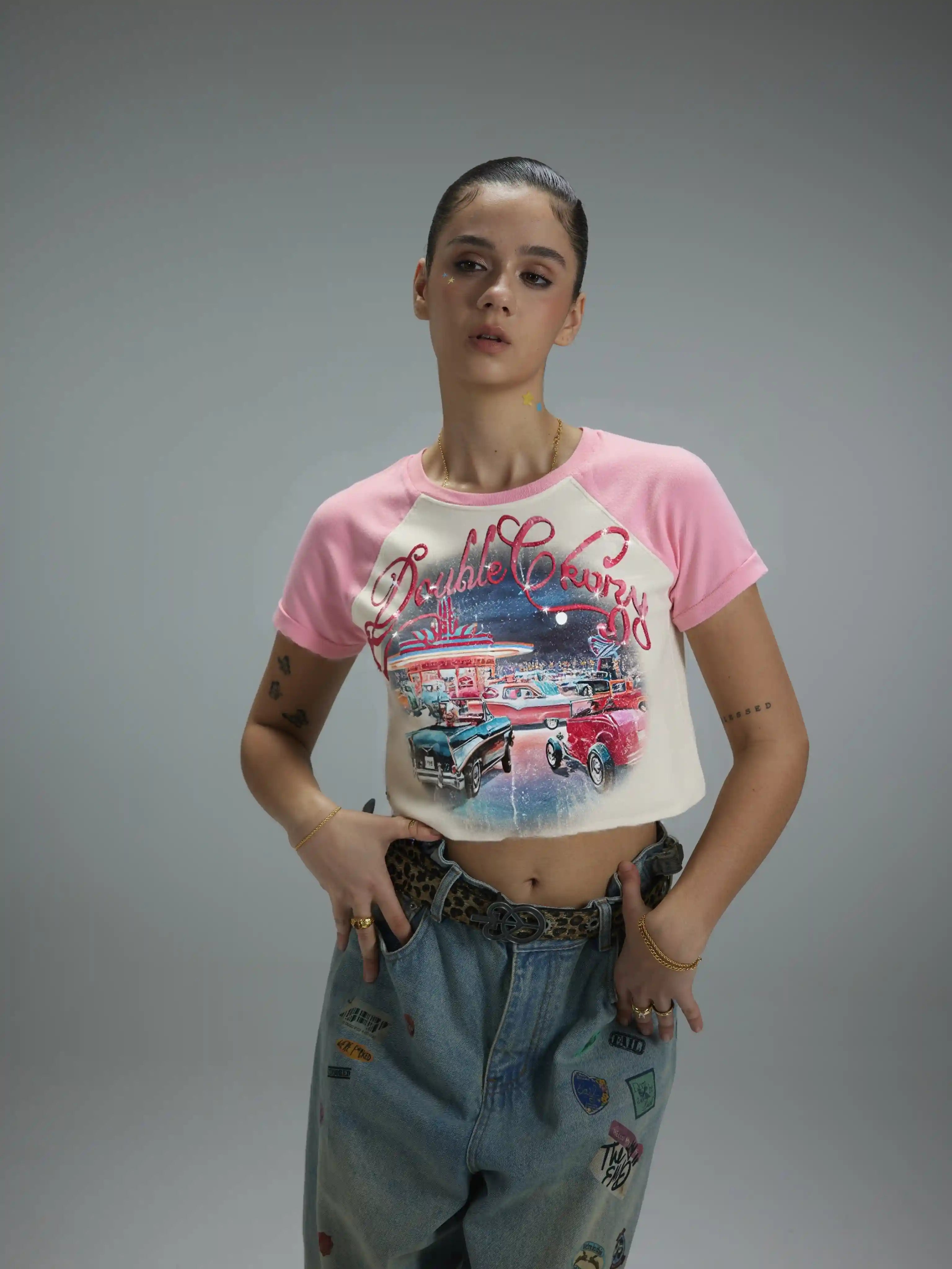 Bling Retro Car Crop Top-620
