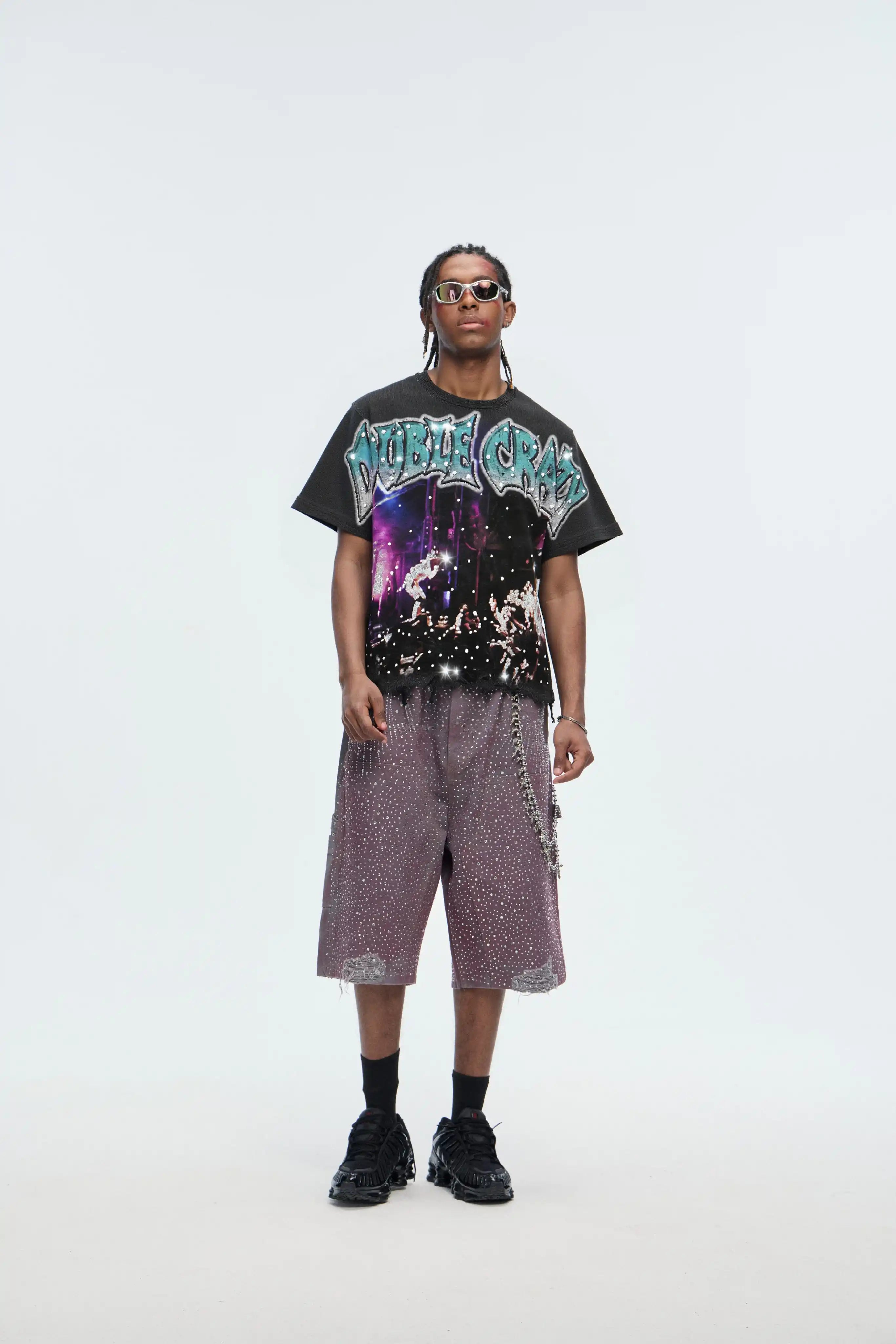Sparkle Crowd Torn Hem Tee-616
