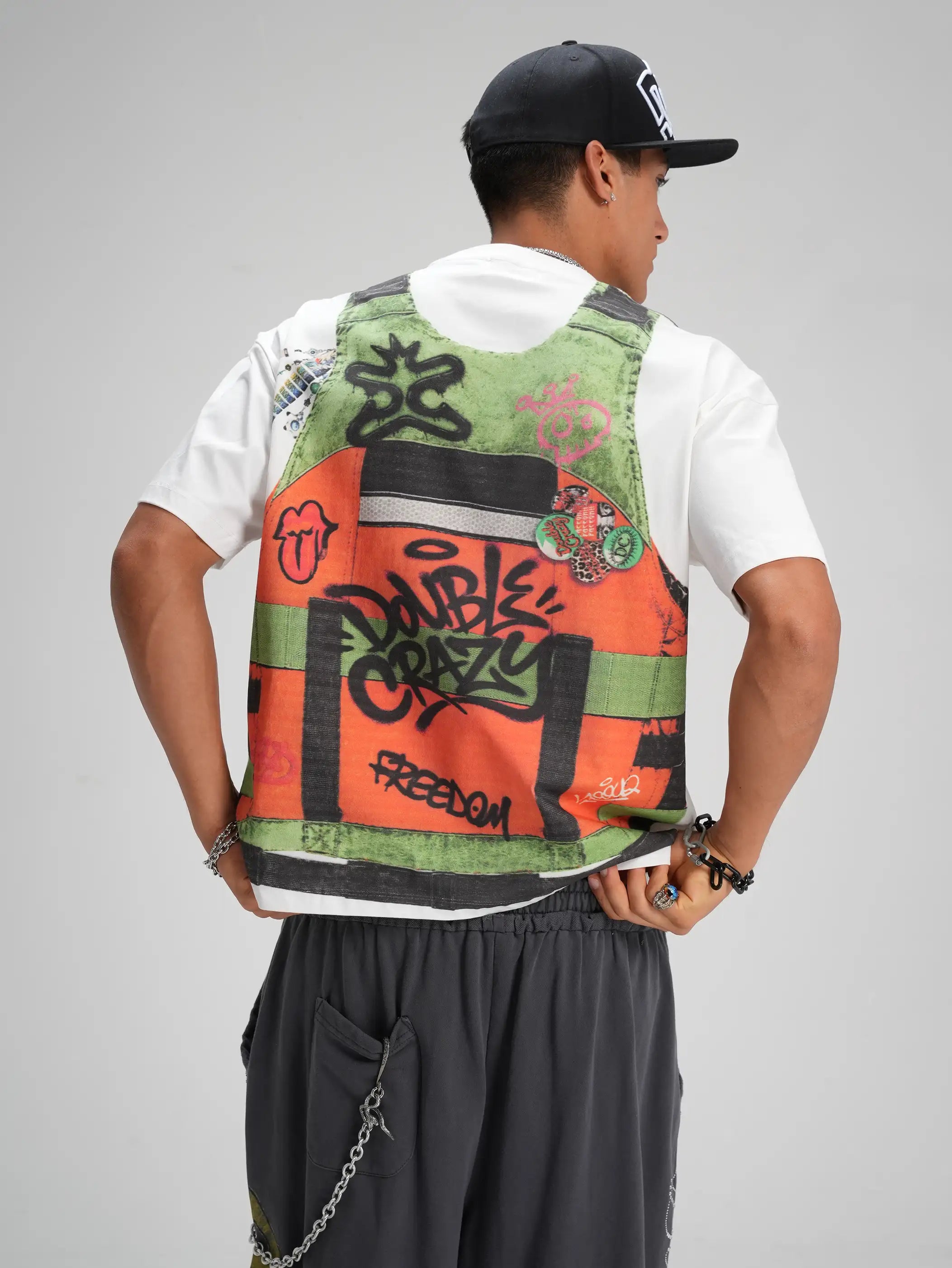 Illusion Orange Vest Tag Boxy Tee-603